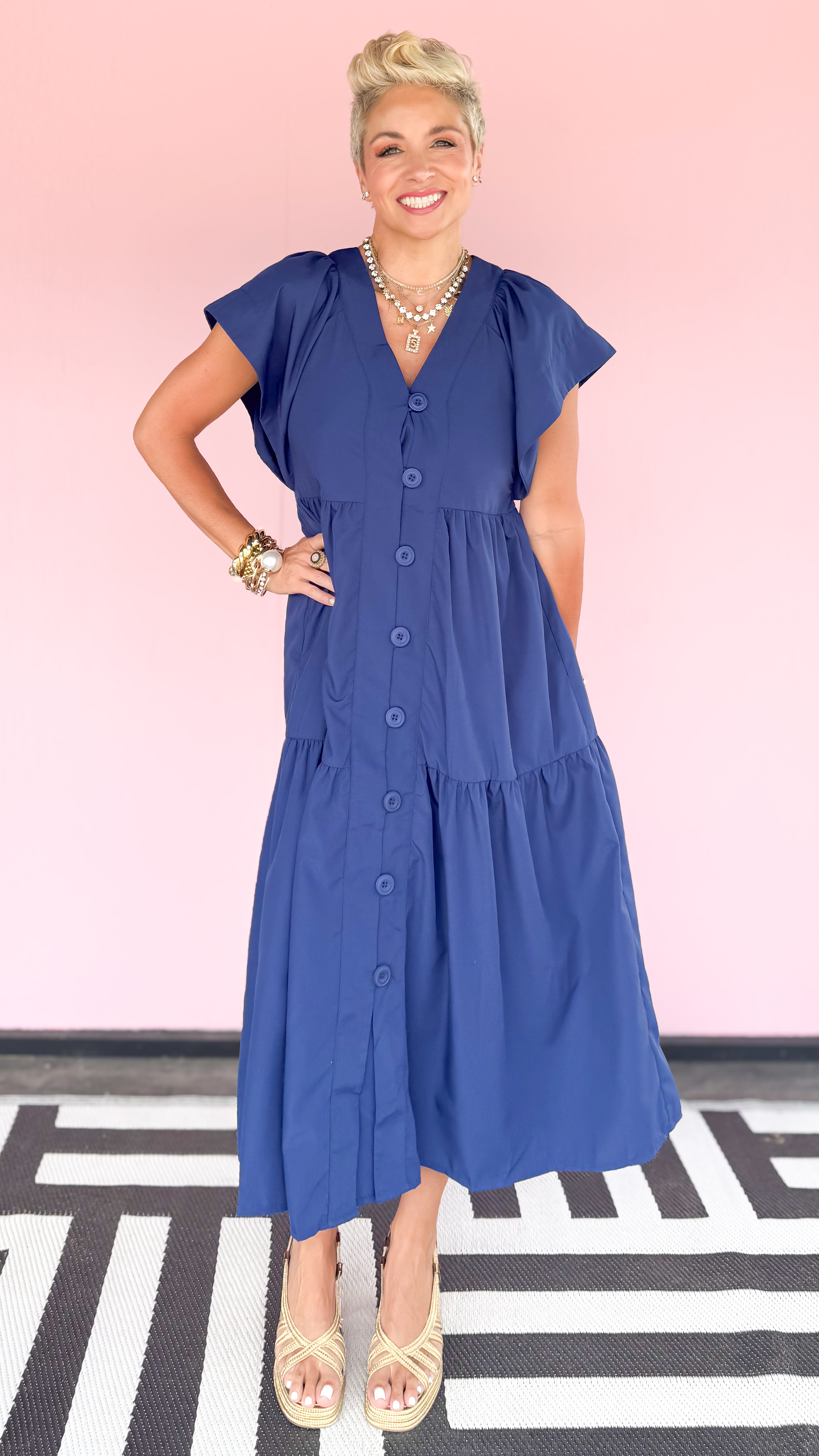 Samantha Flutter Sleeve Midi Dress
