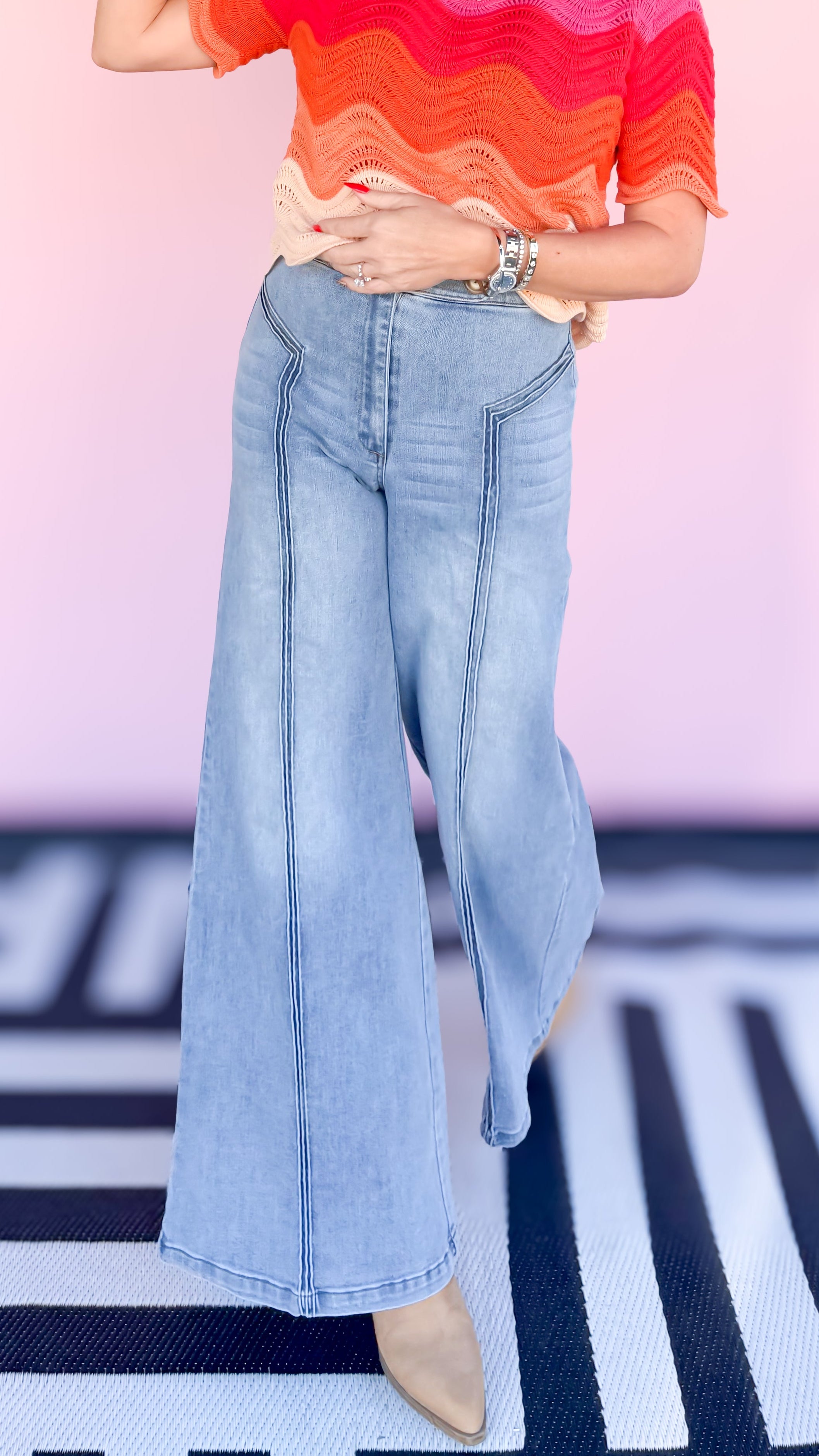 Hillary High Waist Wide Leg Jean - The BLVD