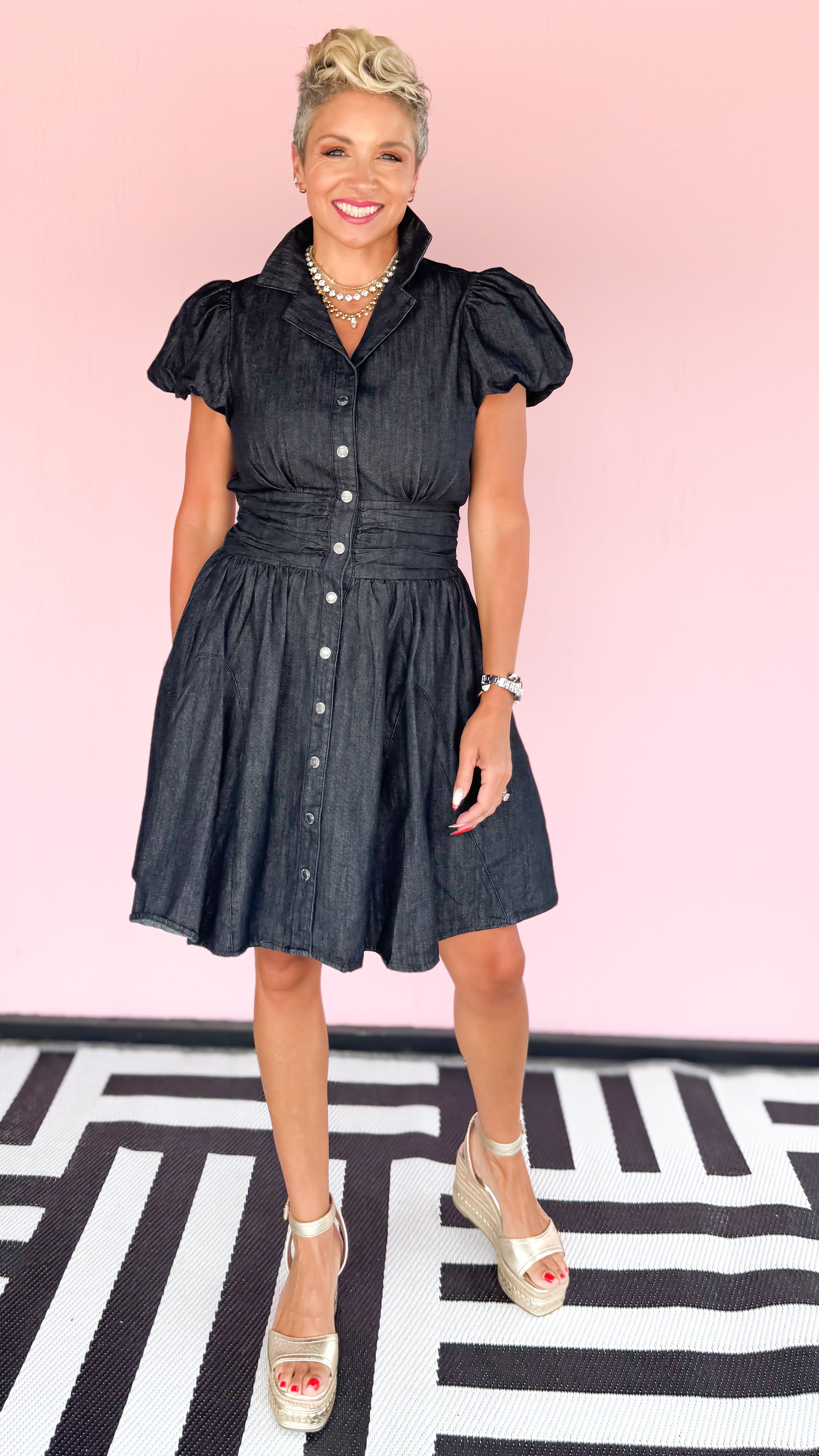Kari Black Denim Mini Dress