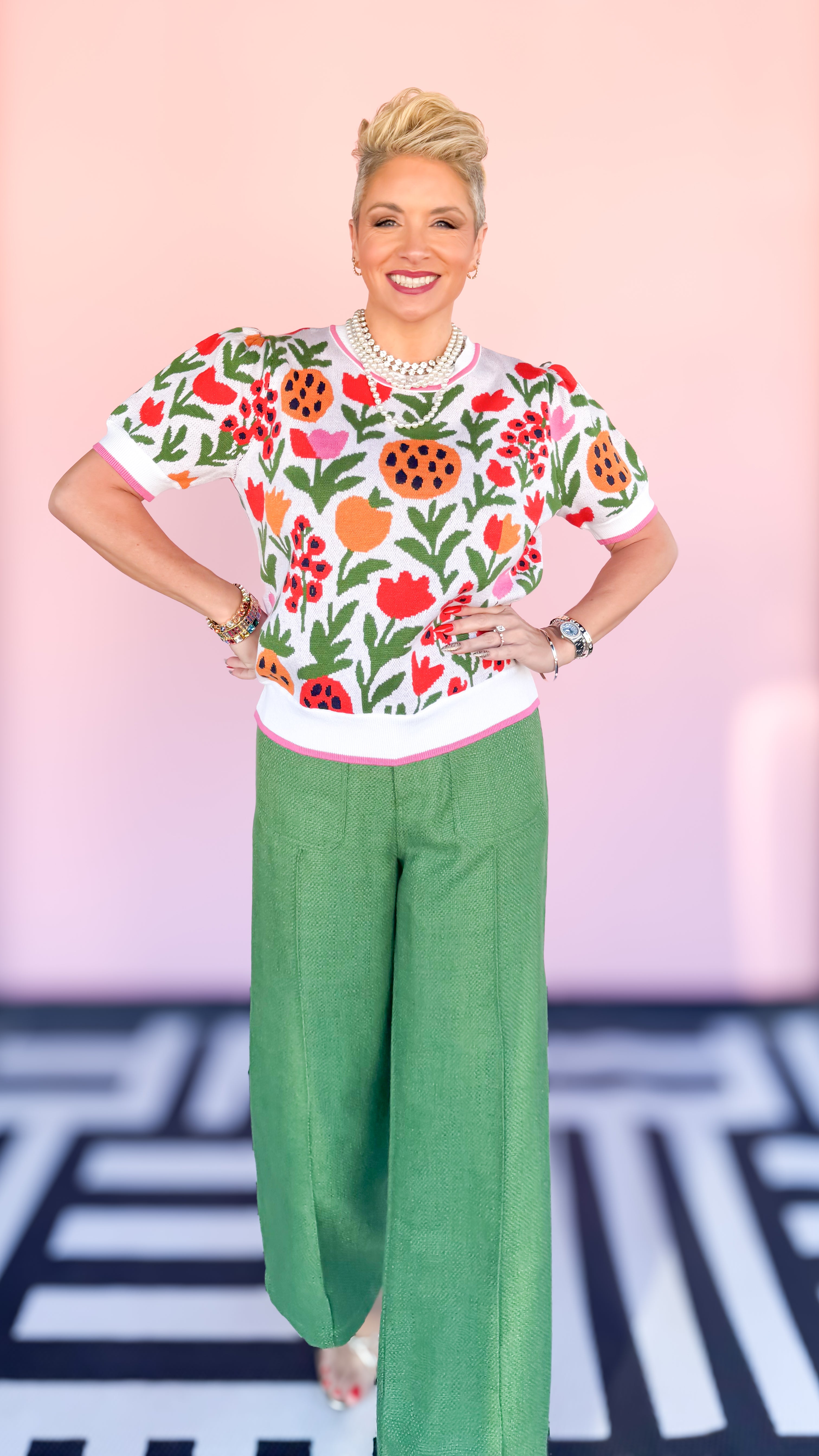 Fruit & Tulip Short Sleeve Sweater - The BLVD