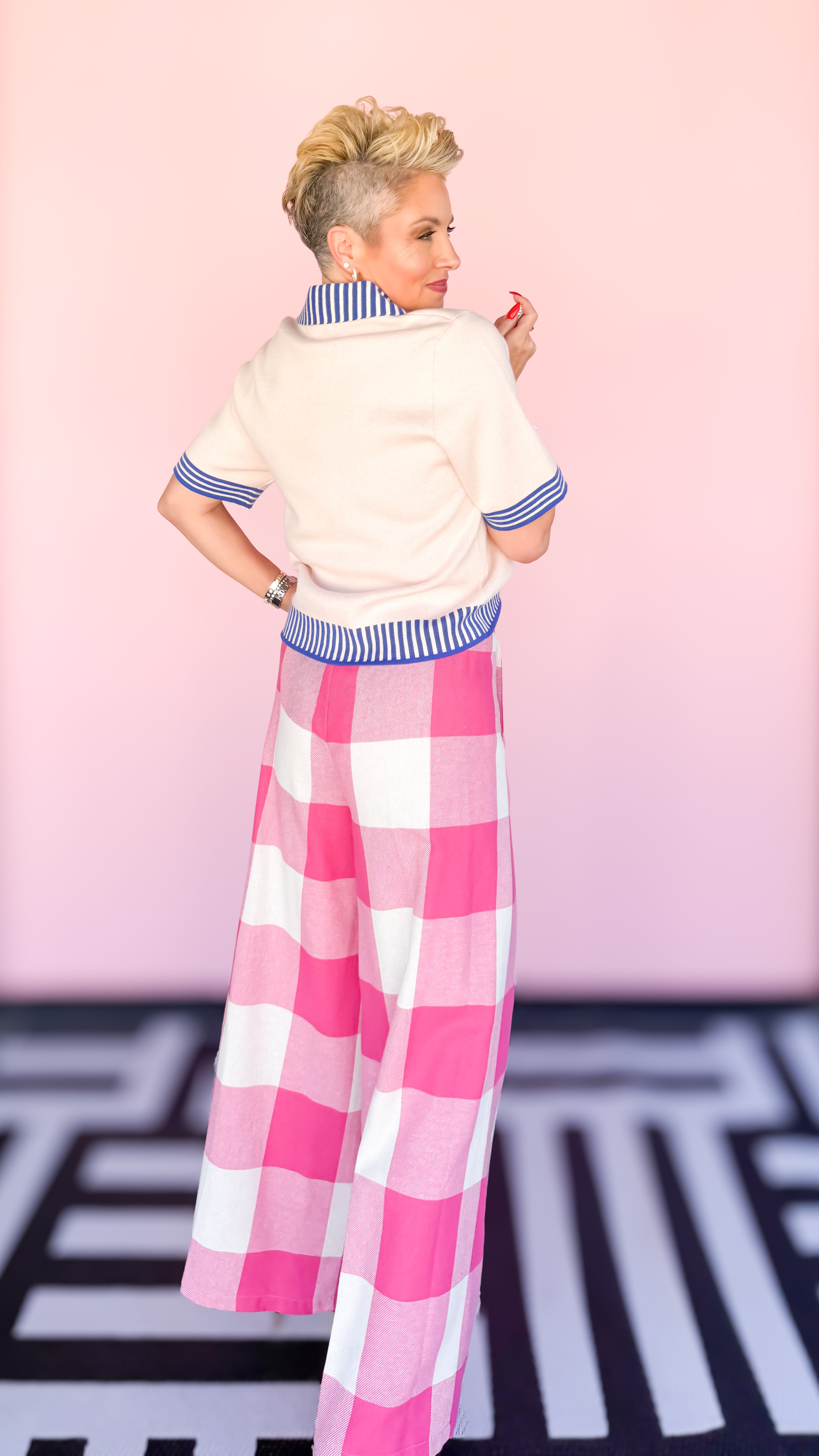 Stripe/Floral Short Sleeve Cardigan/Cream - The BLVD