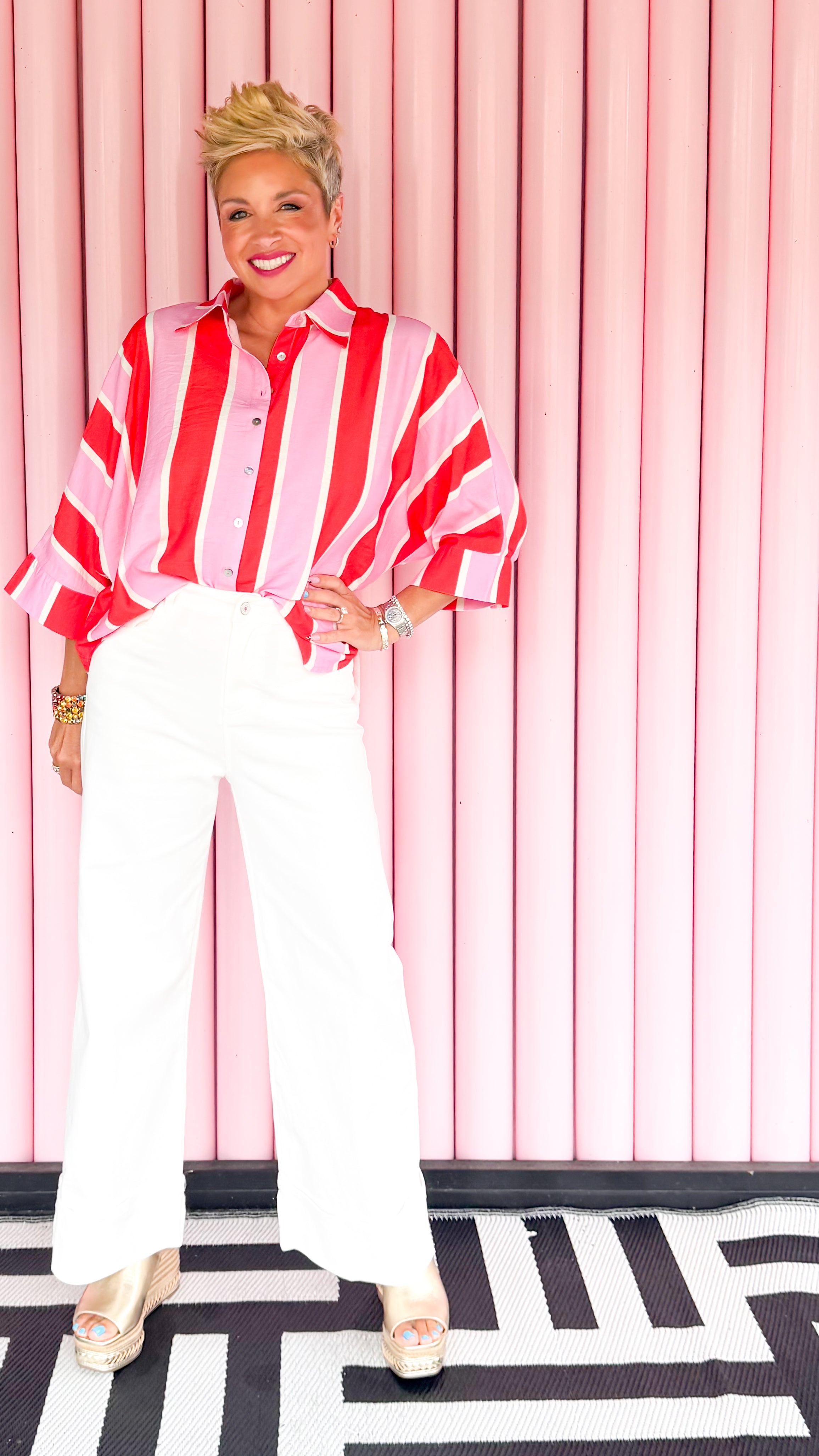 Cuffed High Waisted Jeans/Off White