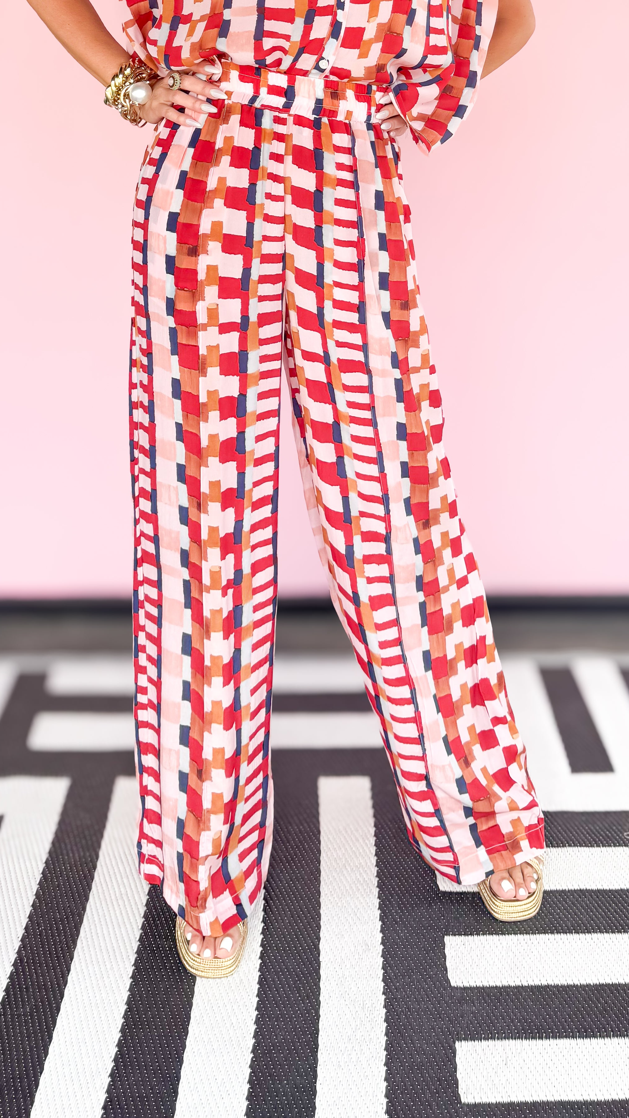 Square Pattern Pant/Pink - The BLVD