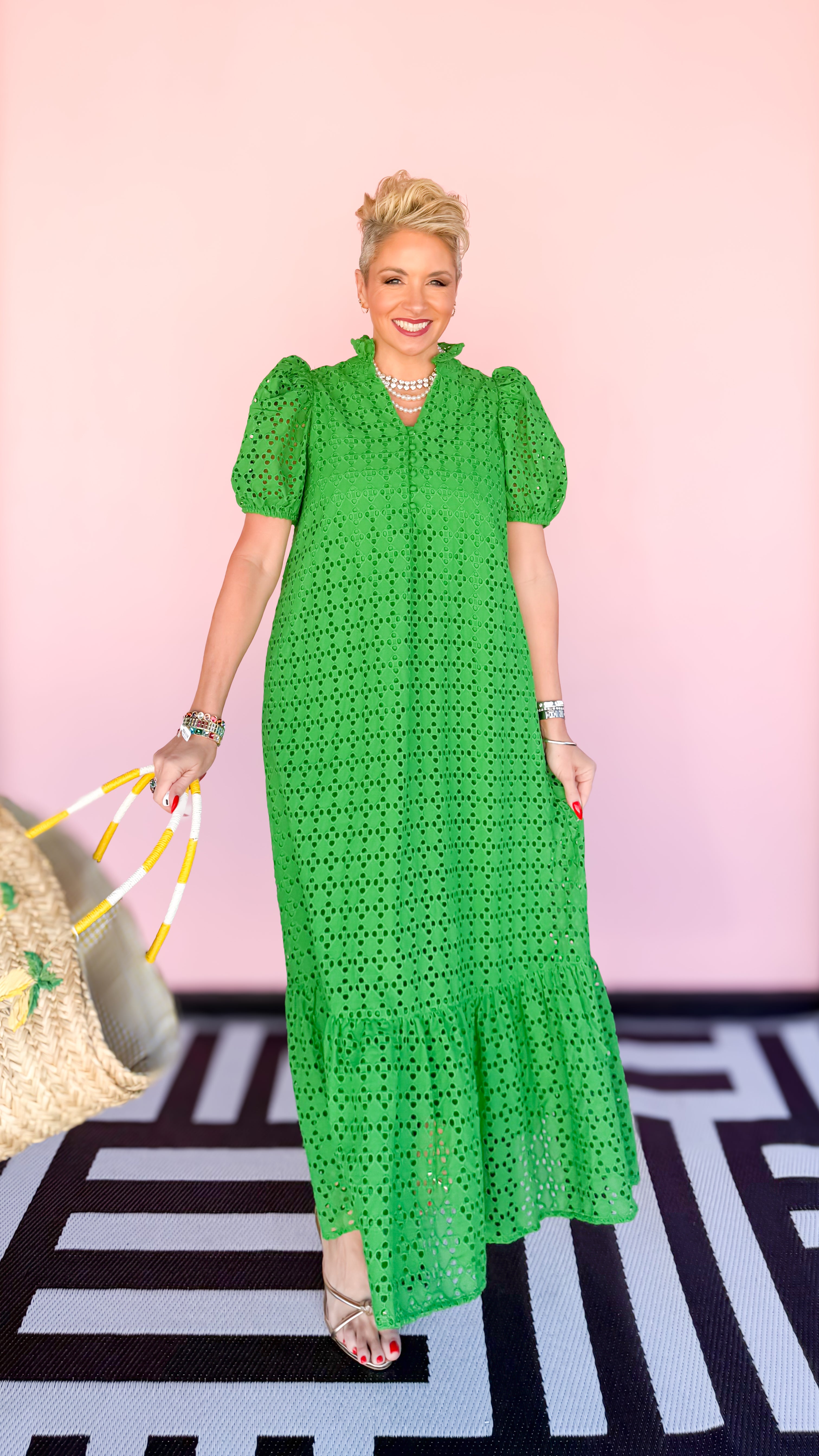 Gretchen Eyelet Maxi Dress/Green - The BLVD