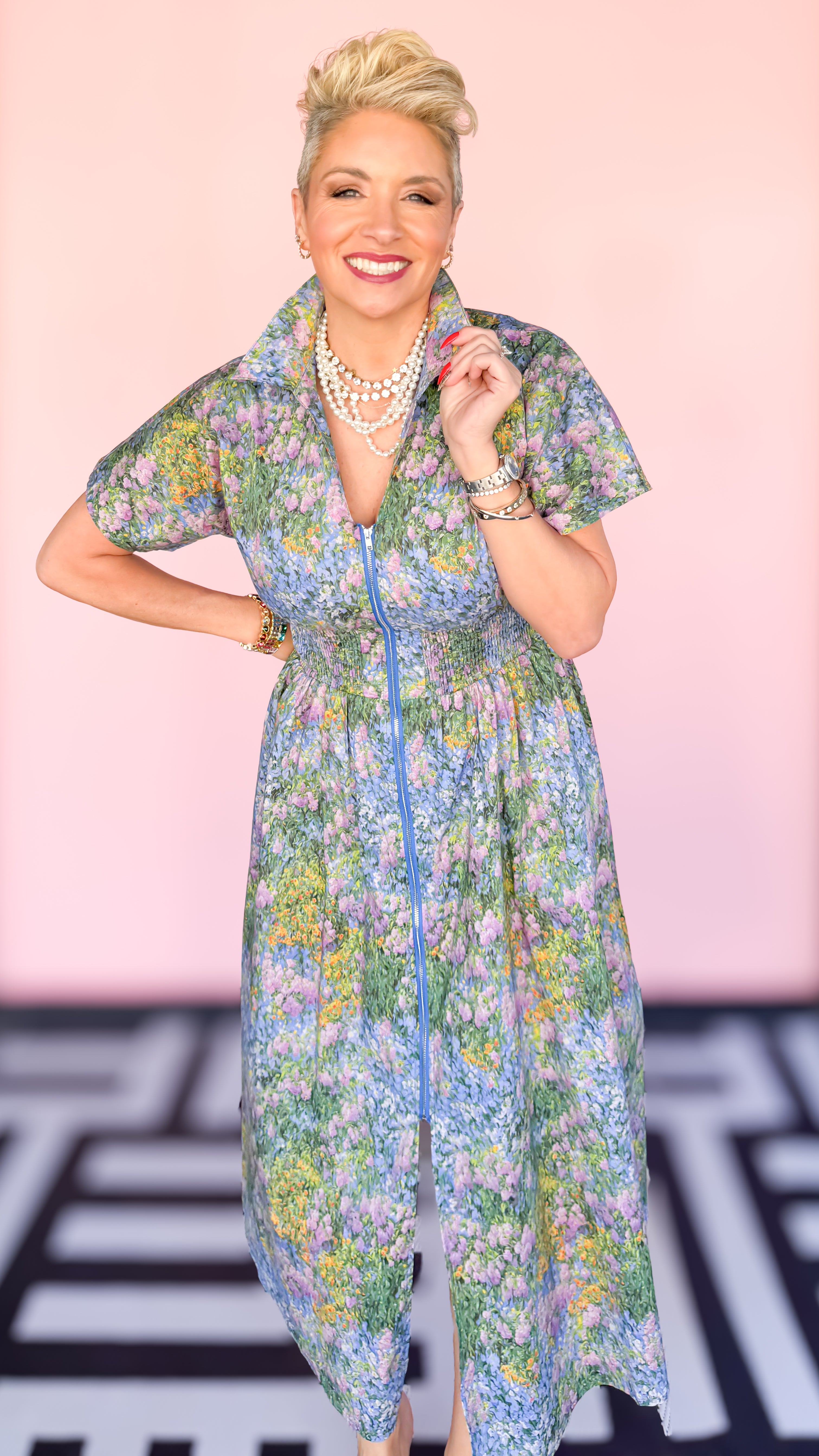 Watercolor Short Sleeve Midi Dress - The BLVD