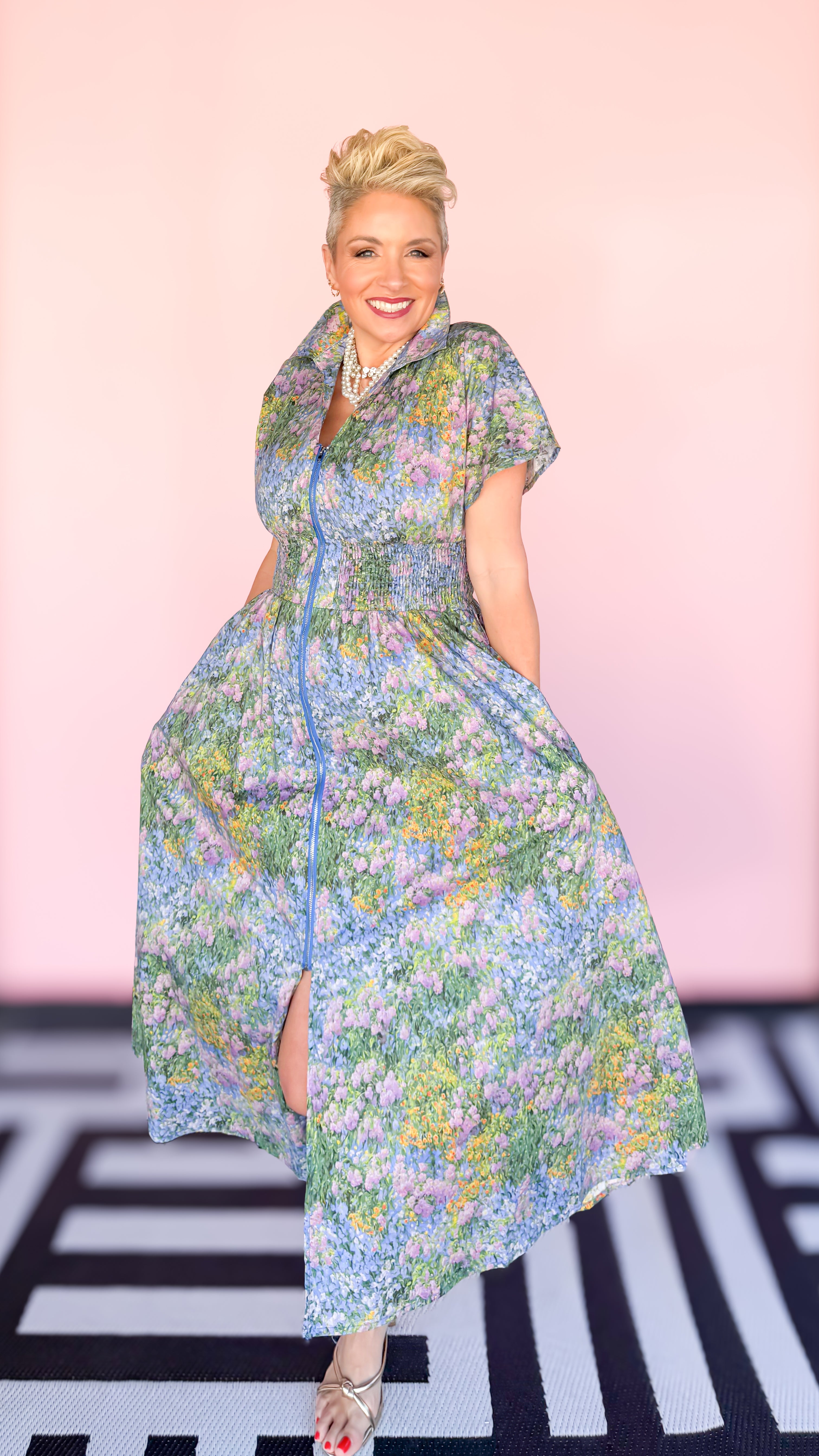 Watercolor Short Sleeve Midi Dress - The BLVD