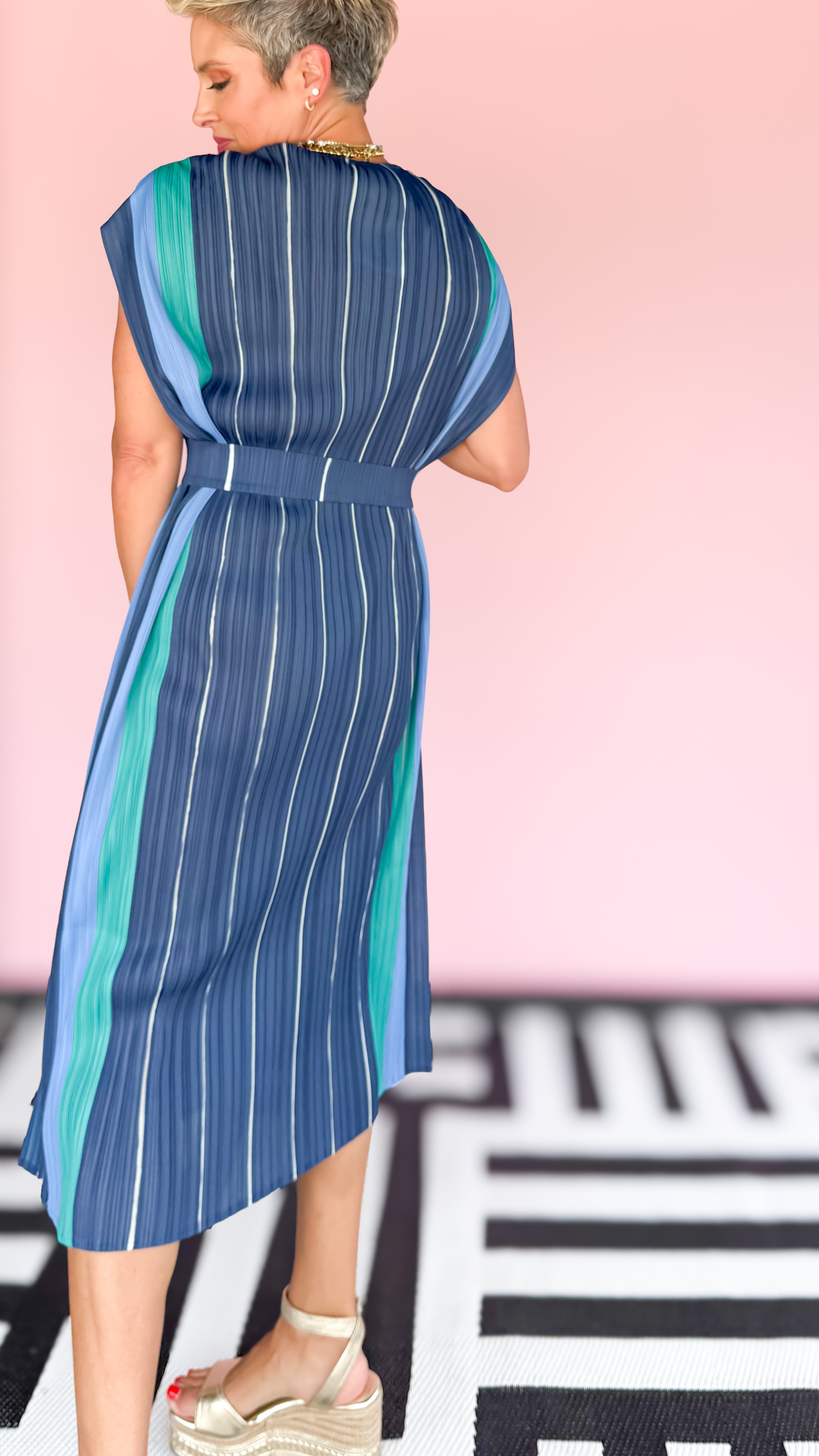 Allison Pleated Dress/Blue