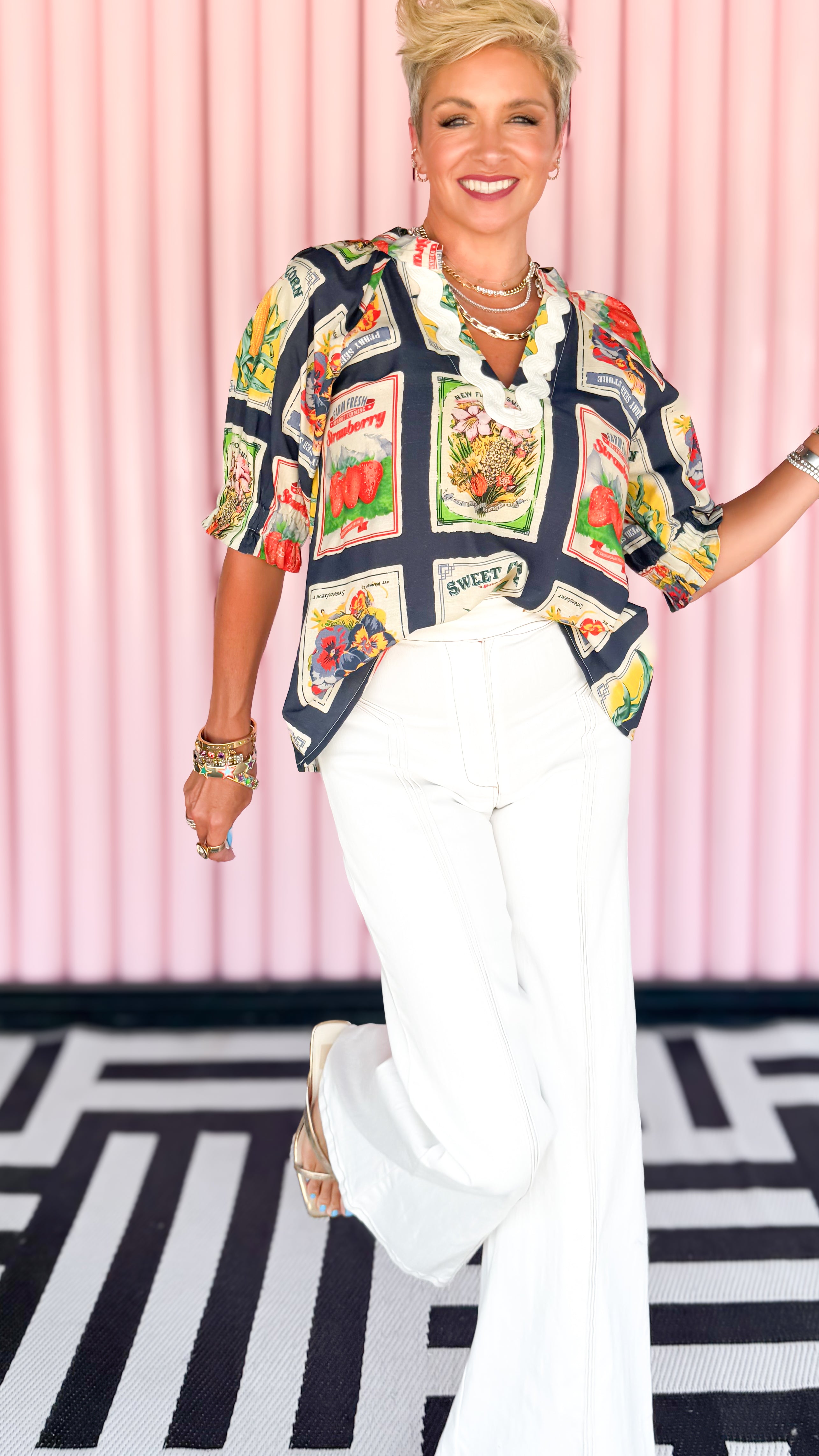 Seed Packet Blouse/Navy