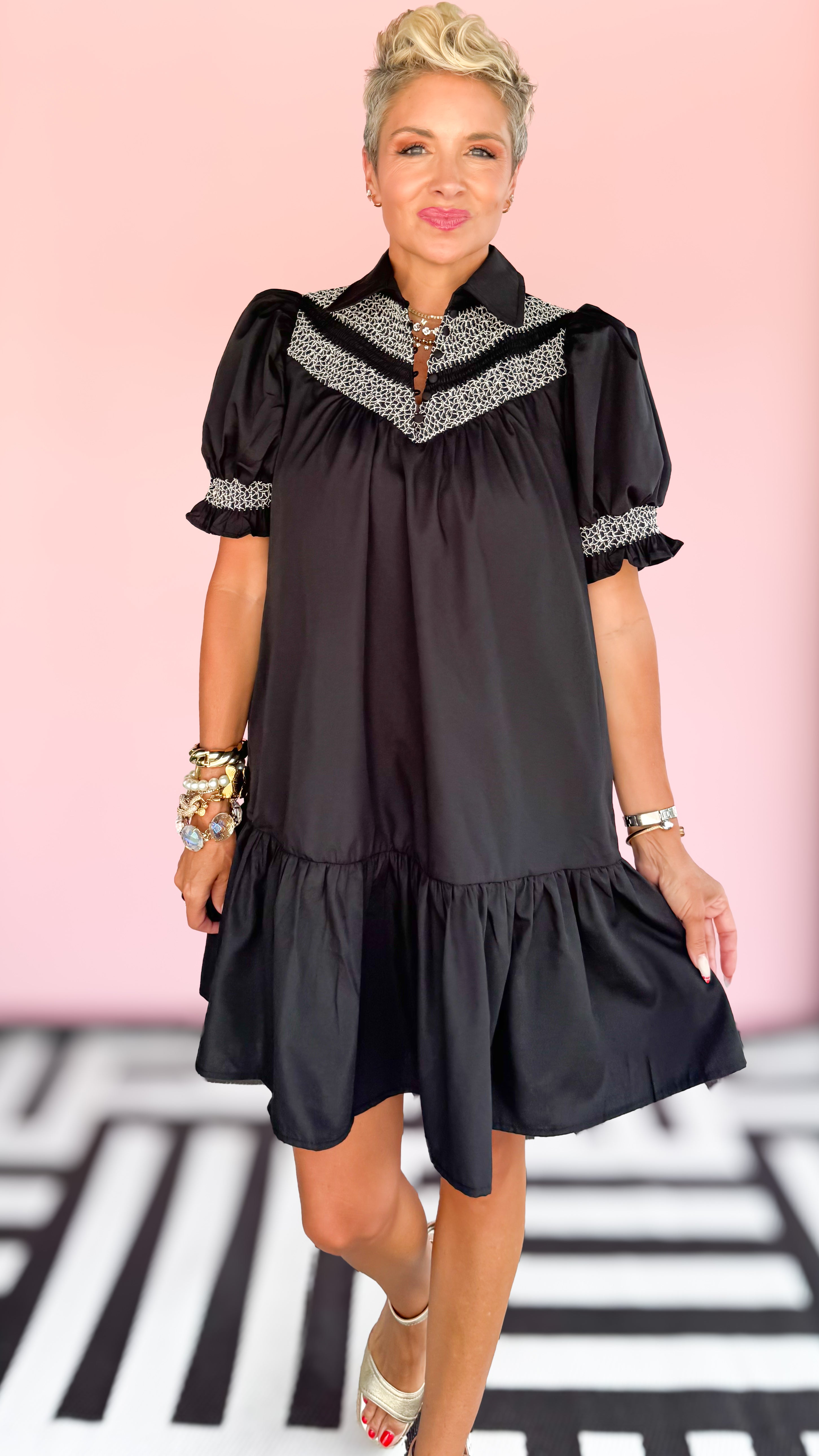 Adele Smocked Mini Dress