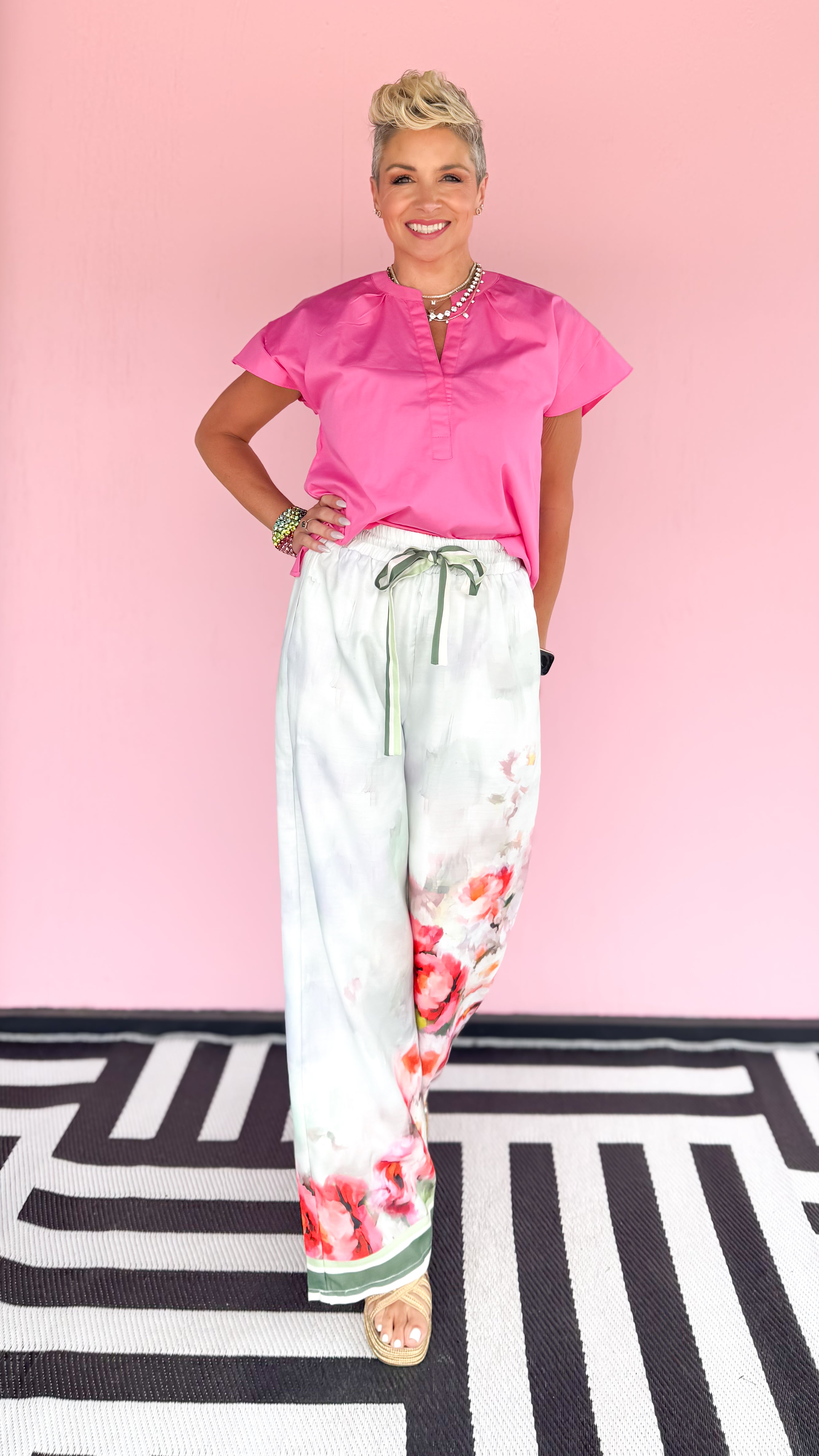 Floral Print Pant/Grey