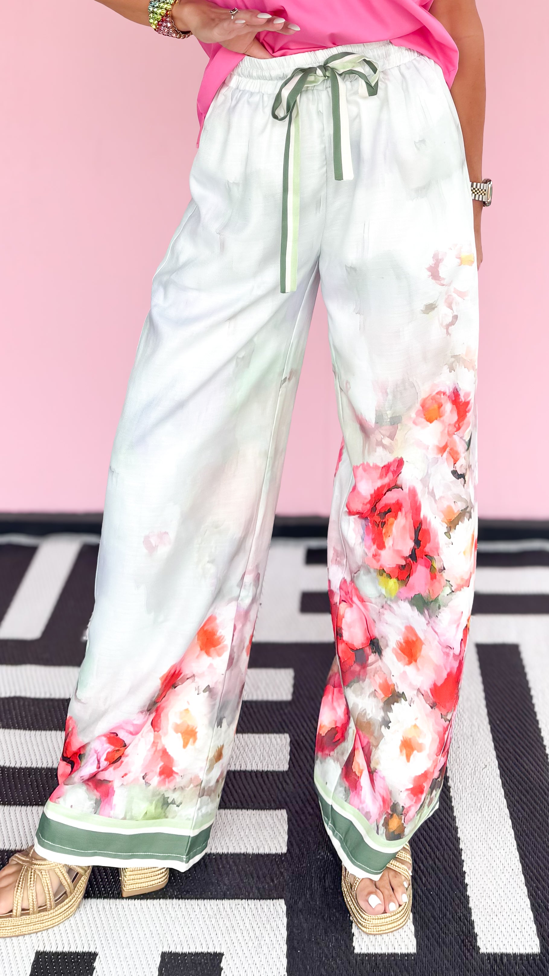 Floral Print Pant/Grey