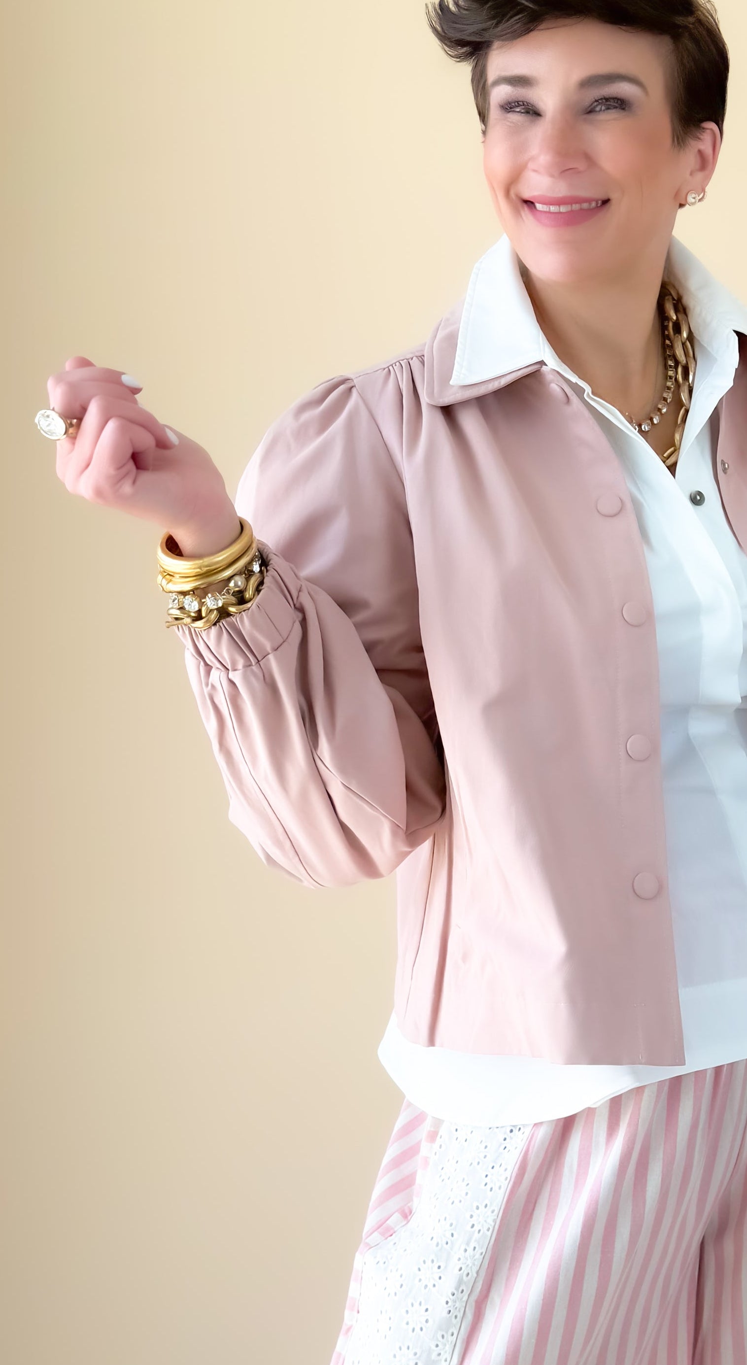 Puff Shoulder Jacket/Blush