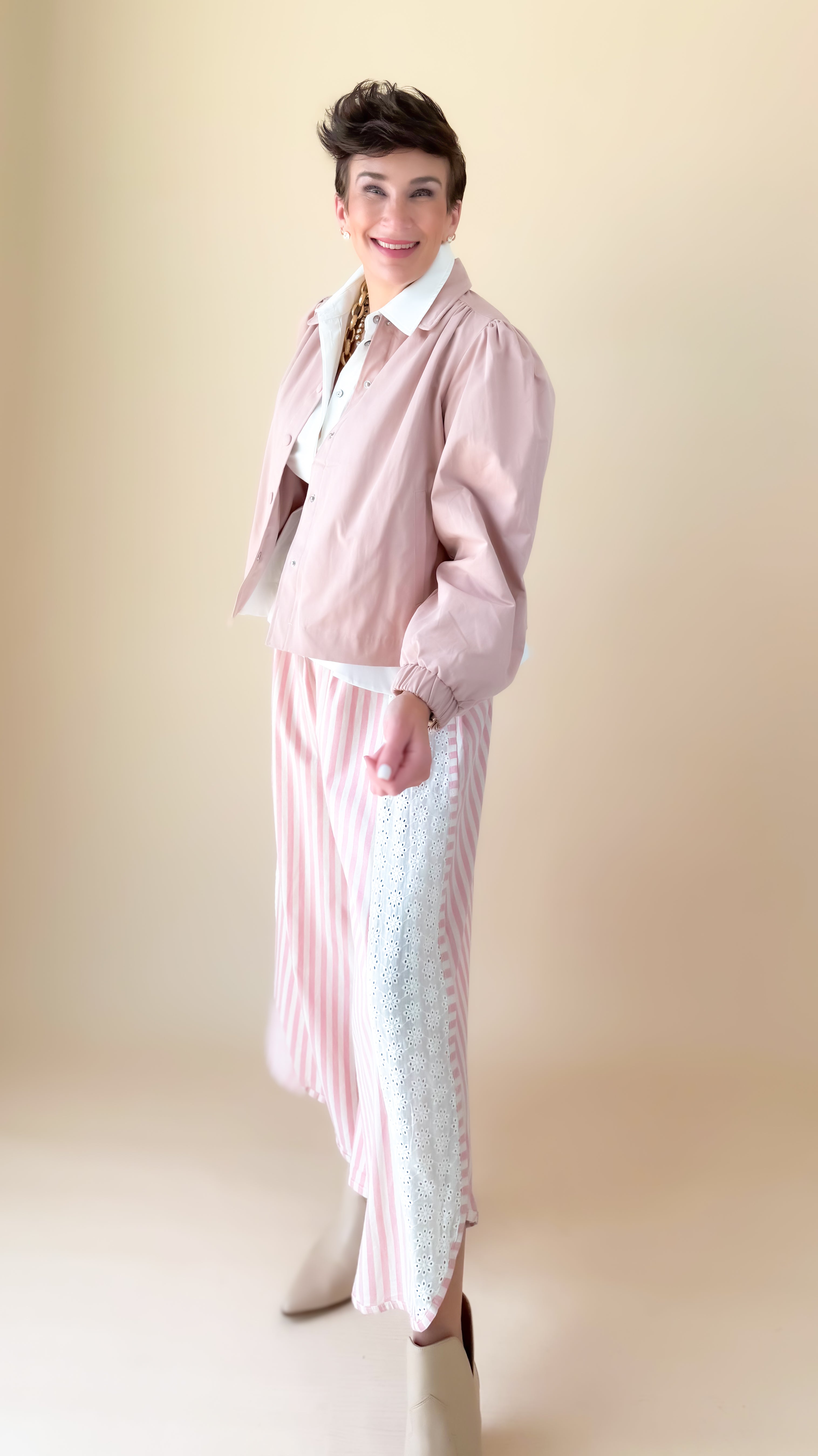 Puff Shoulder Jacket/Blush