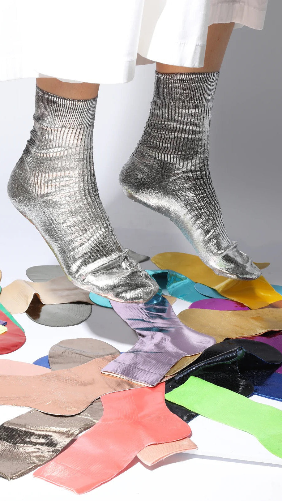 Laminated Ribbed Ankle Socks - The BLVD