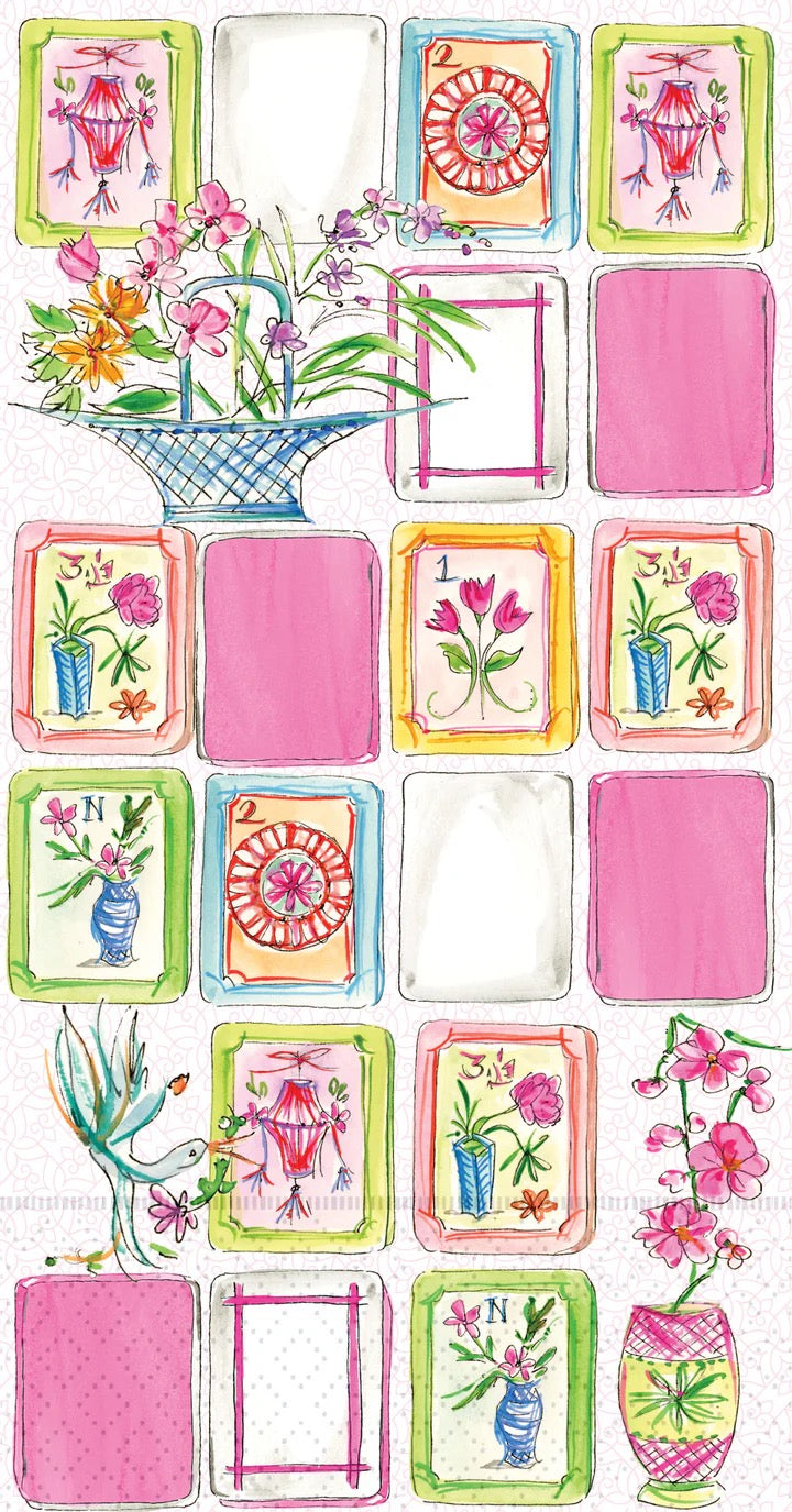 Pink Mahjong guest napkin product photo - BLVD Boutik