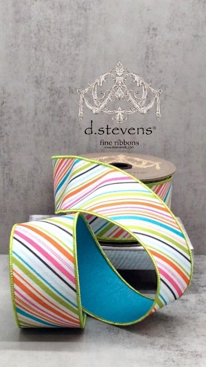 2.5" x 10yds dupioni colorful diagonal stripe - The BLVD