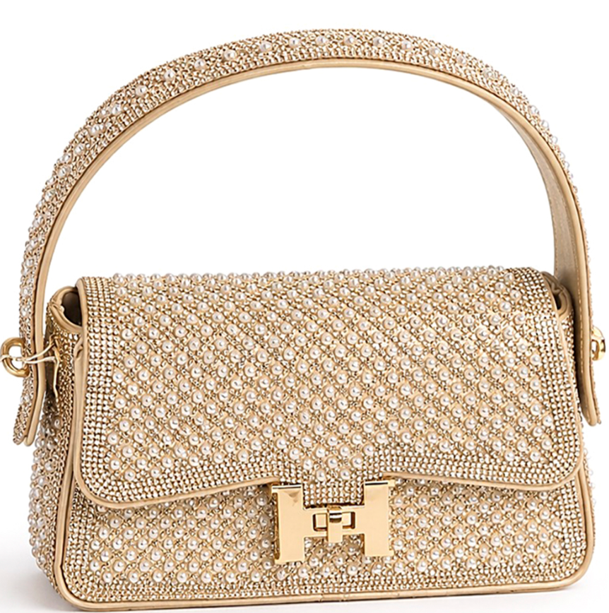 Rhinestone Design Handle Evening Bag