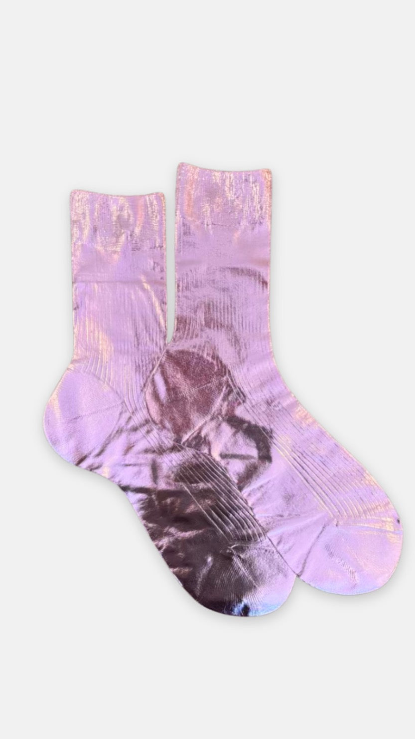 Laminated Ribbed Ankle Socks - The BLVD