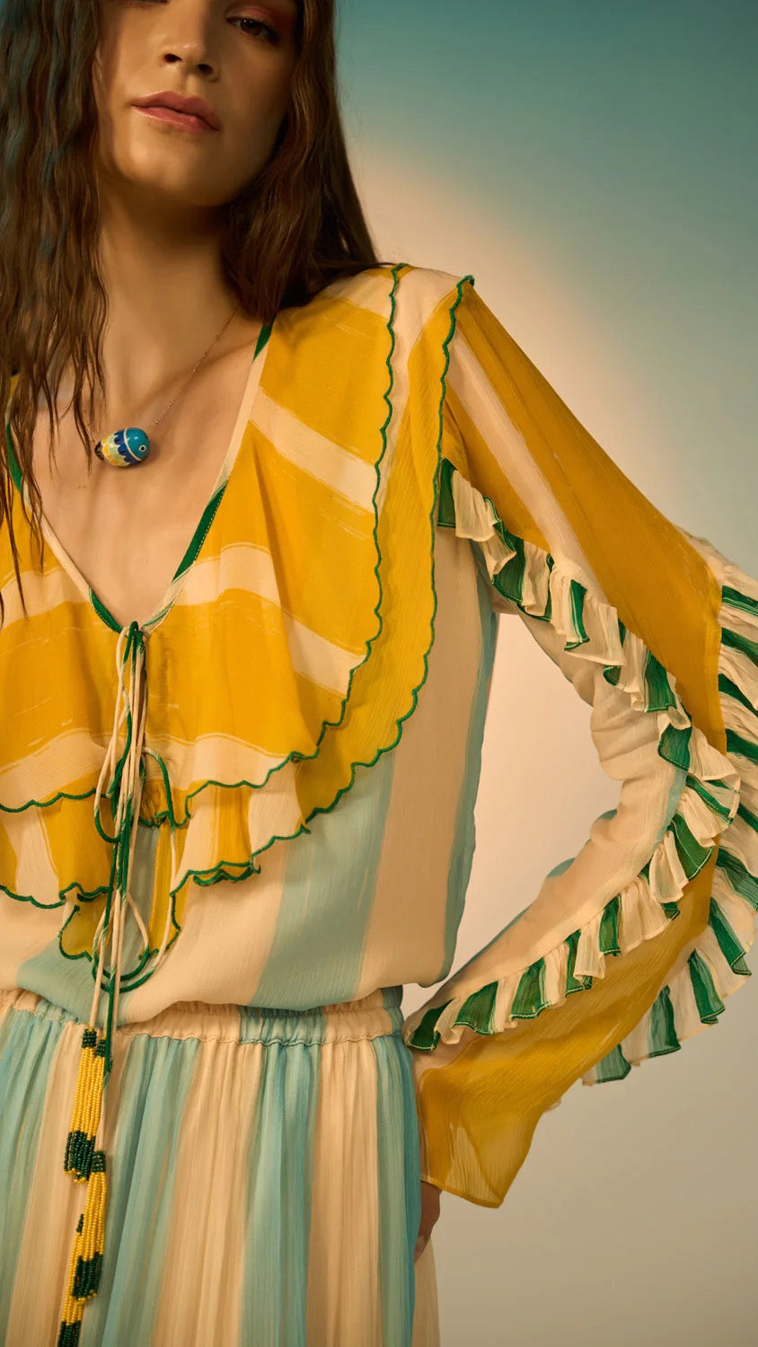 Vida Long Sleeve Ruffle Blouse