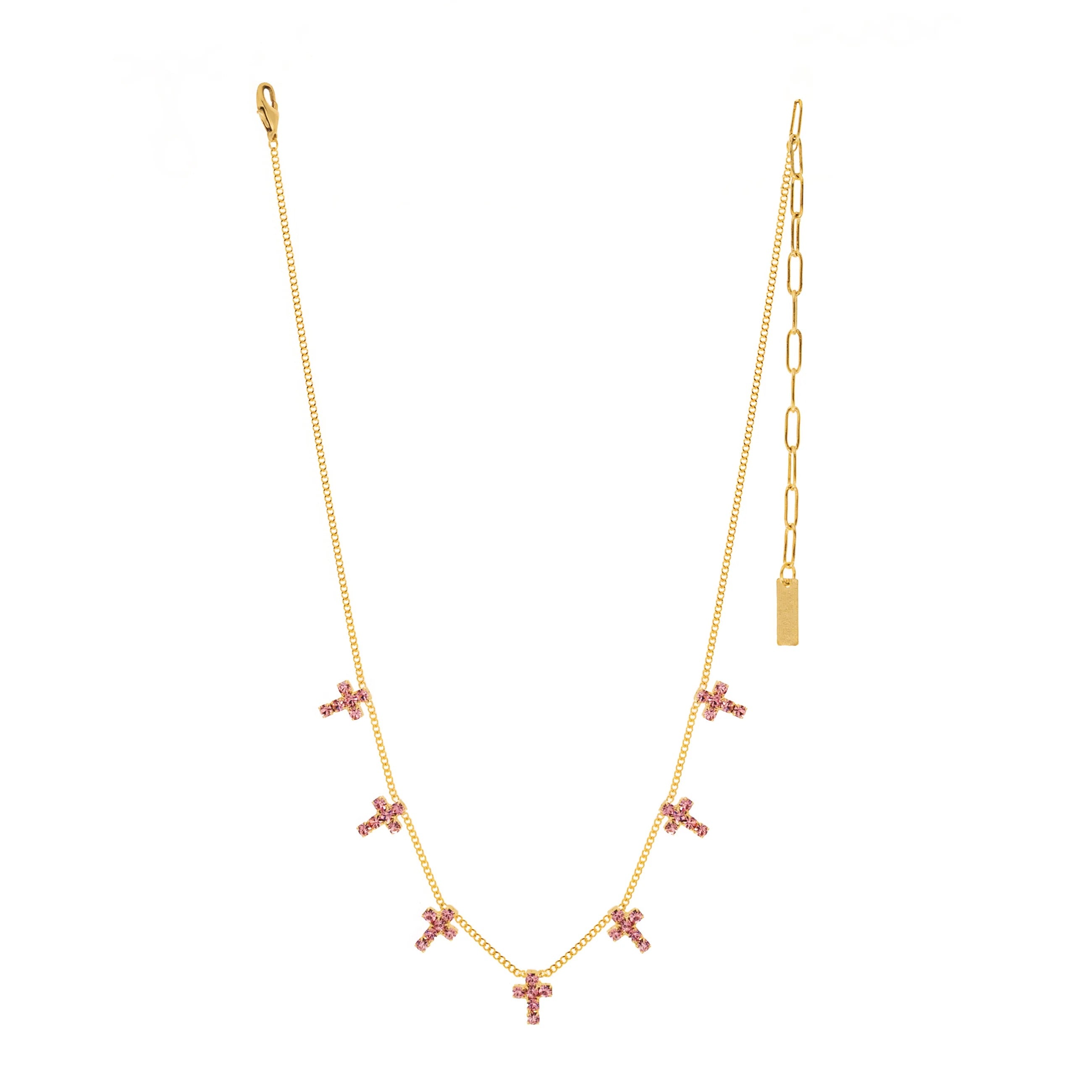 Multi Cross Necklace In Light Rose