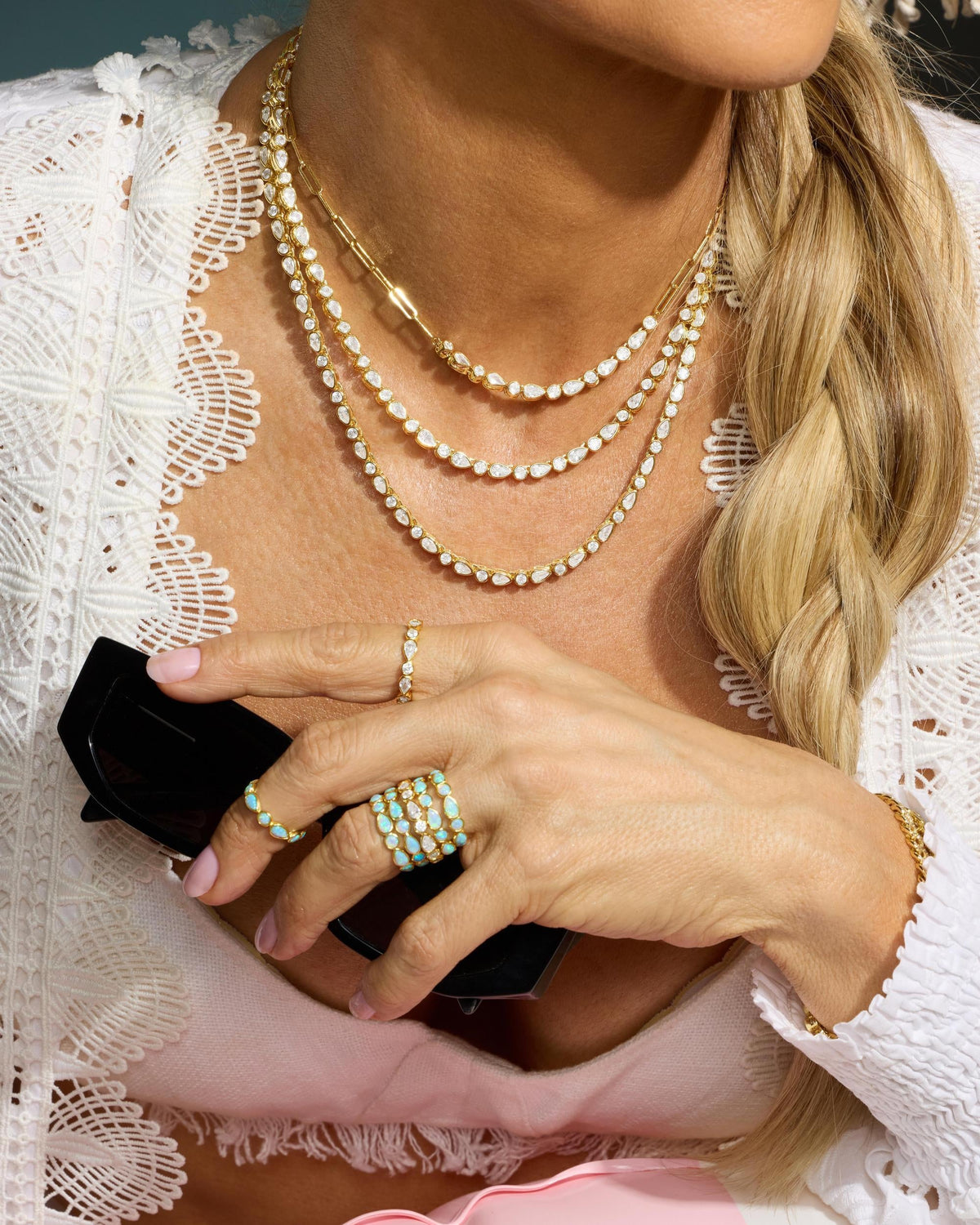 Isla Tennis Necklace styled look