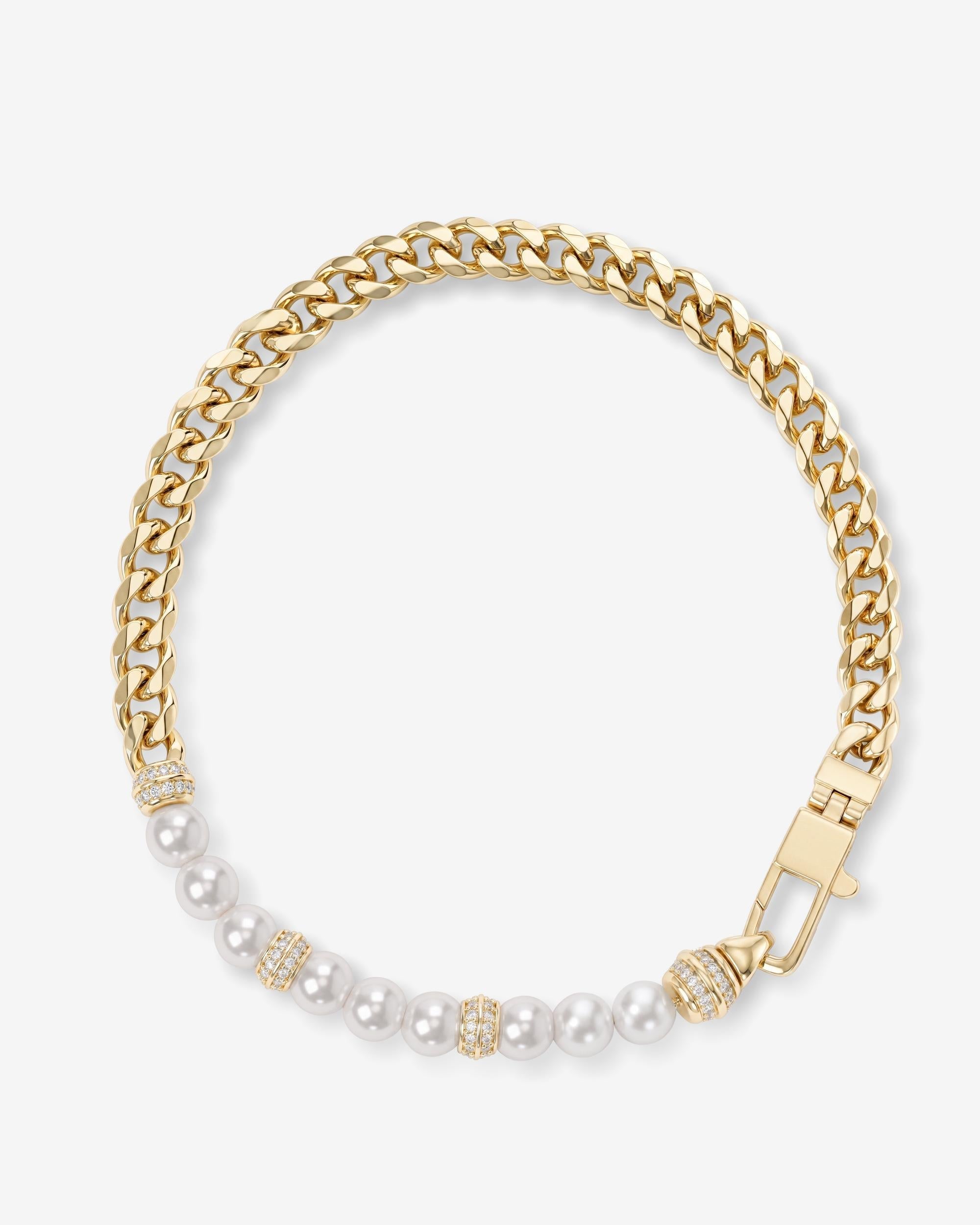 Melinda Maria Julian Loves Pearls Bracelet 5mm in gold with shell pearls and pavé simulated diamonds