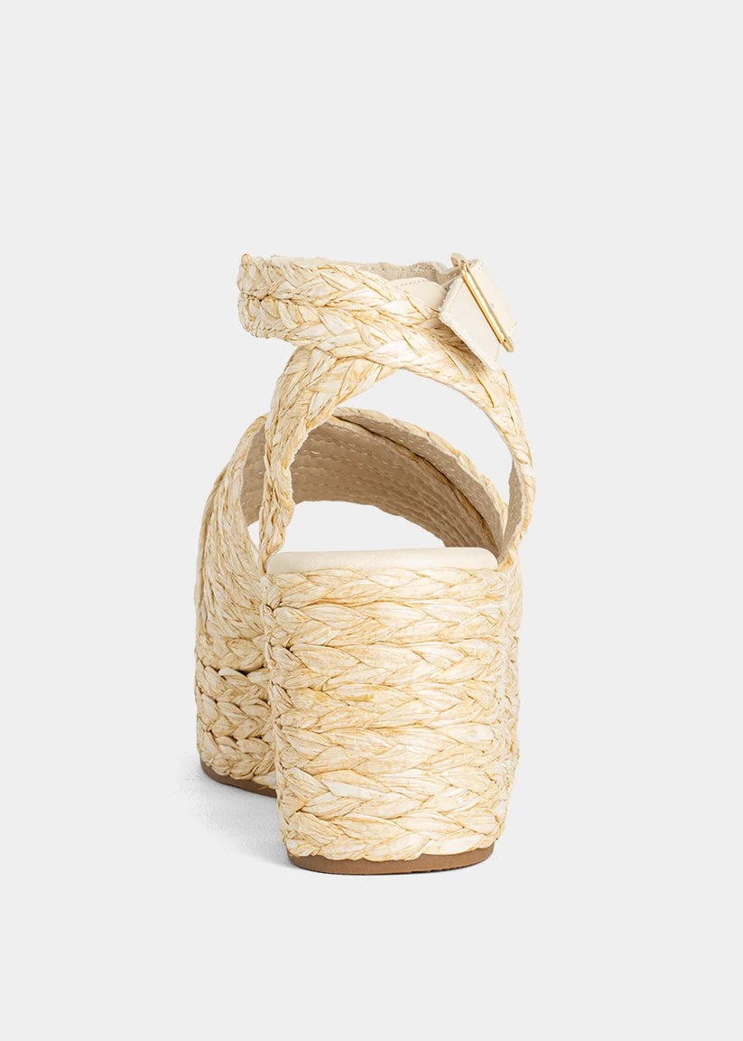Kerry woven platform shoe in bone shown on model - styled view - BLVD Boutik