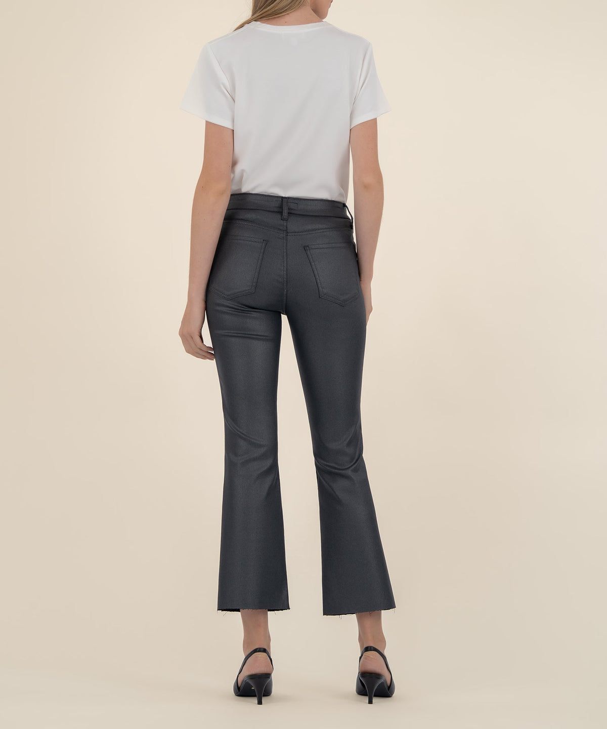 Silver Coated Kick Flare Jeans