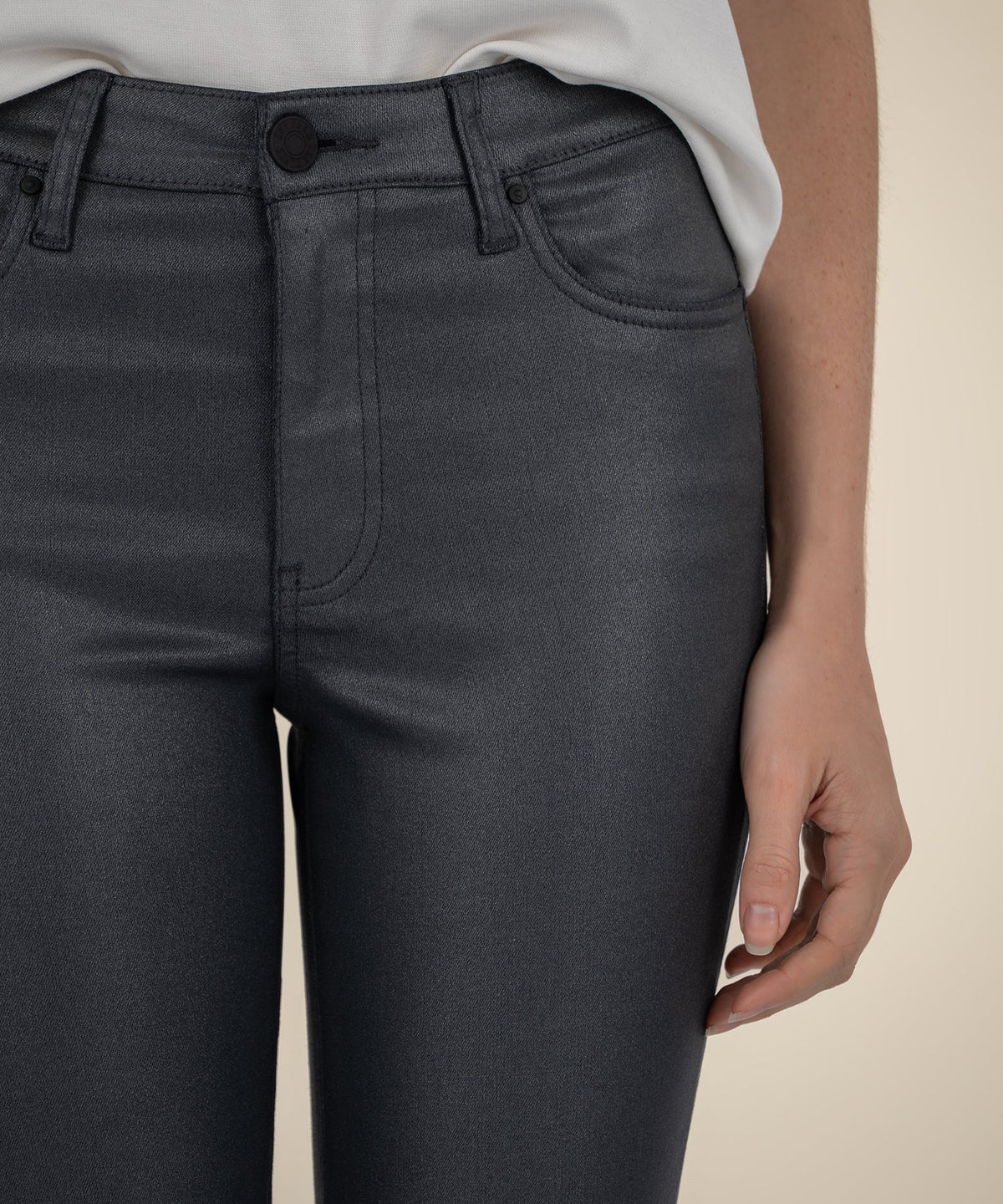 Silver Coated Kick Flare Jeans