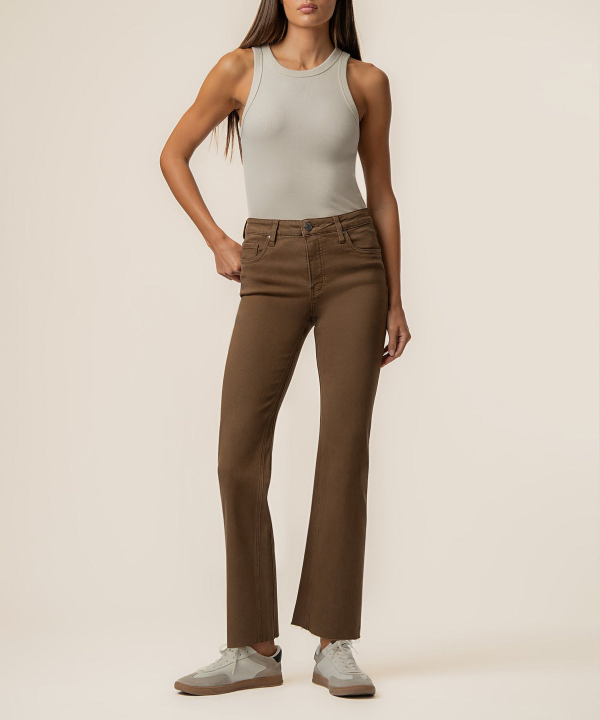 Pecan High Rise Flare Jeans