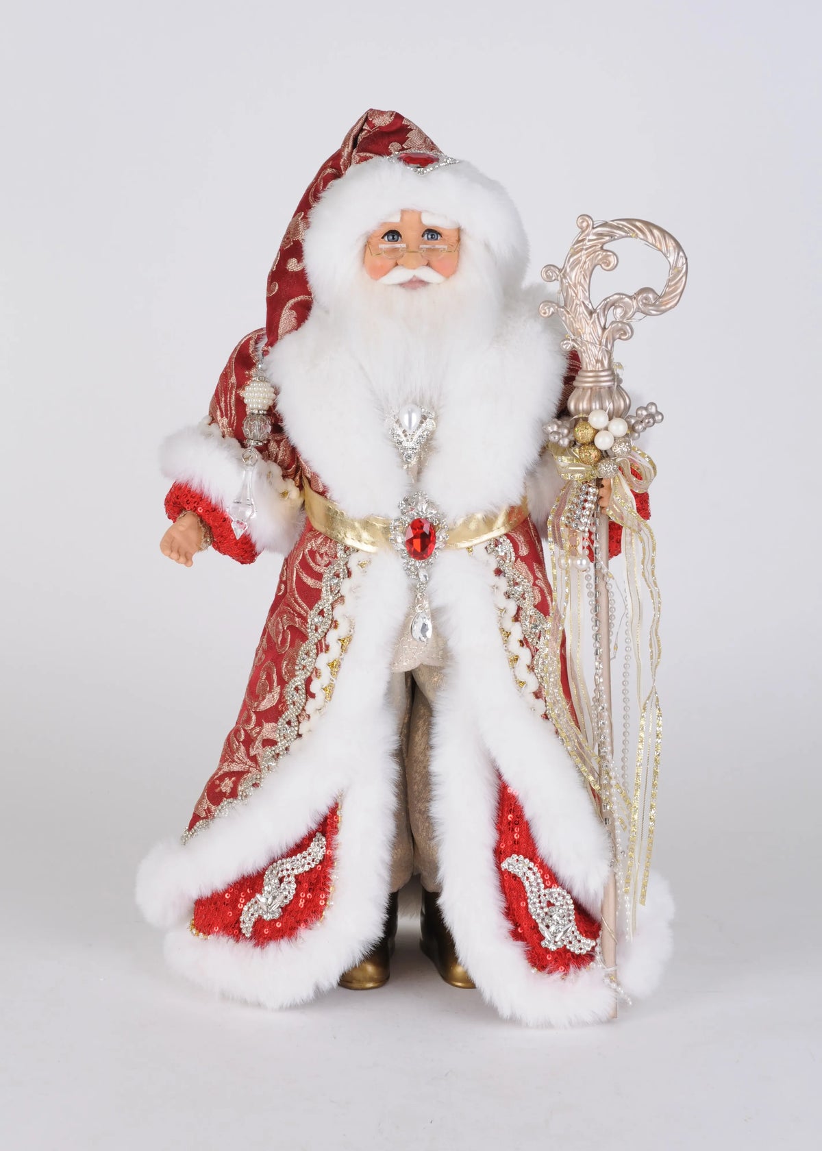 Karen Didion Lighted Crimson Royale Santa collectible Christmas figure, full view