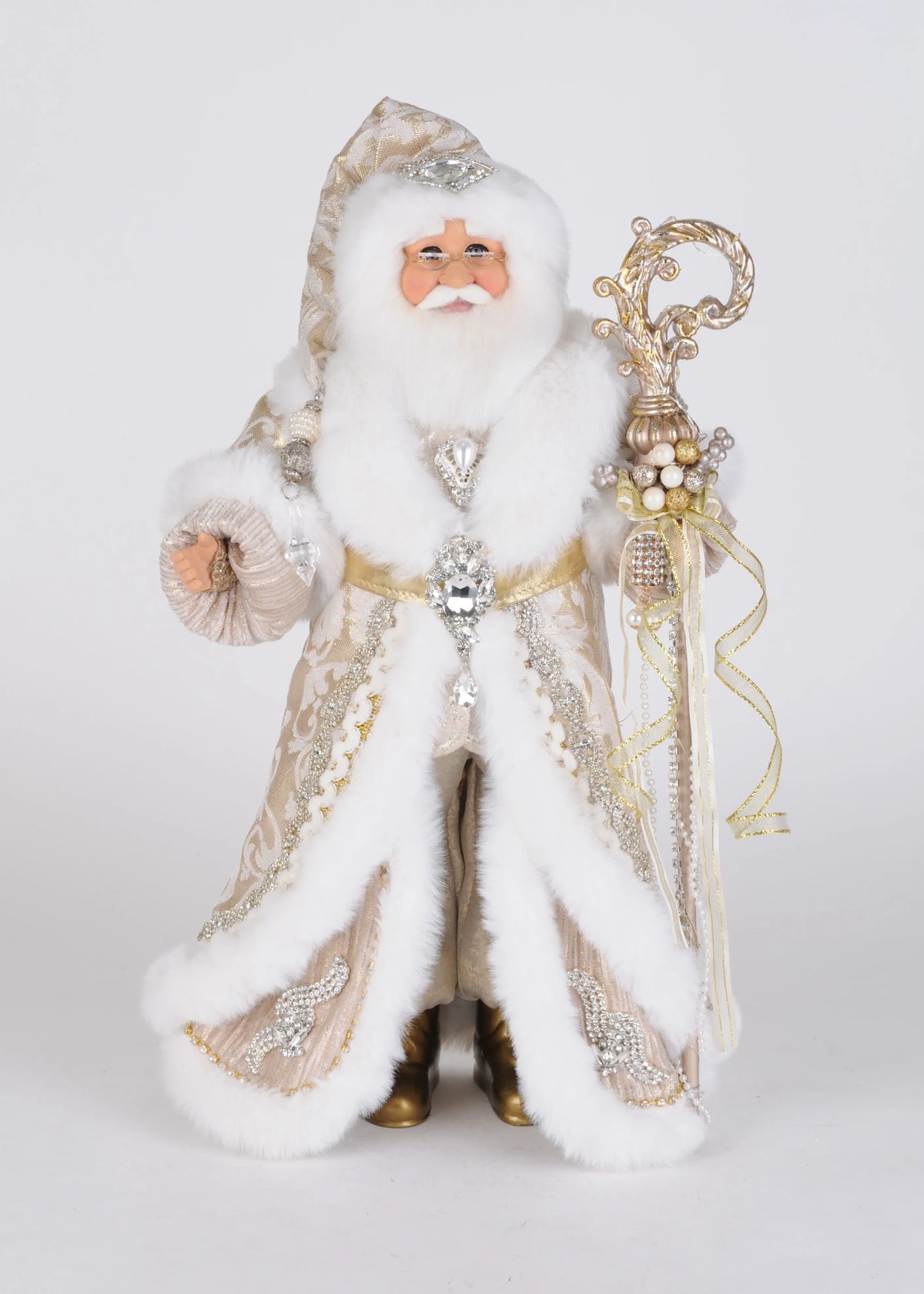 Karen Didion Lighted Gold Royale Santa collectible Christmas figure, full view