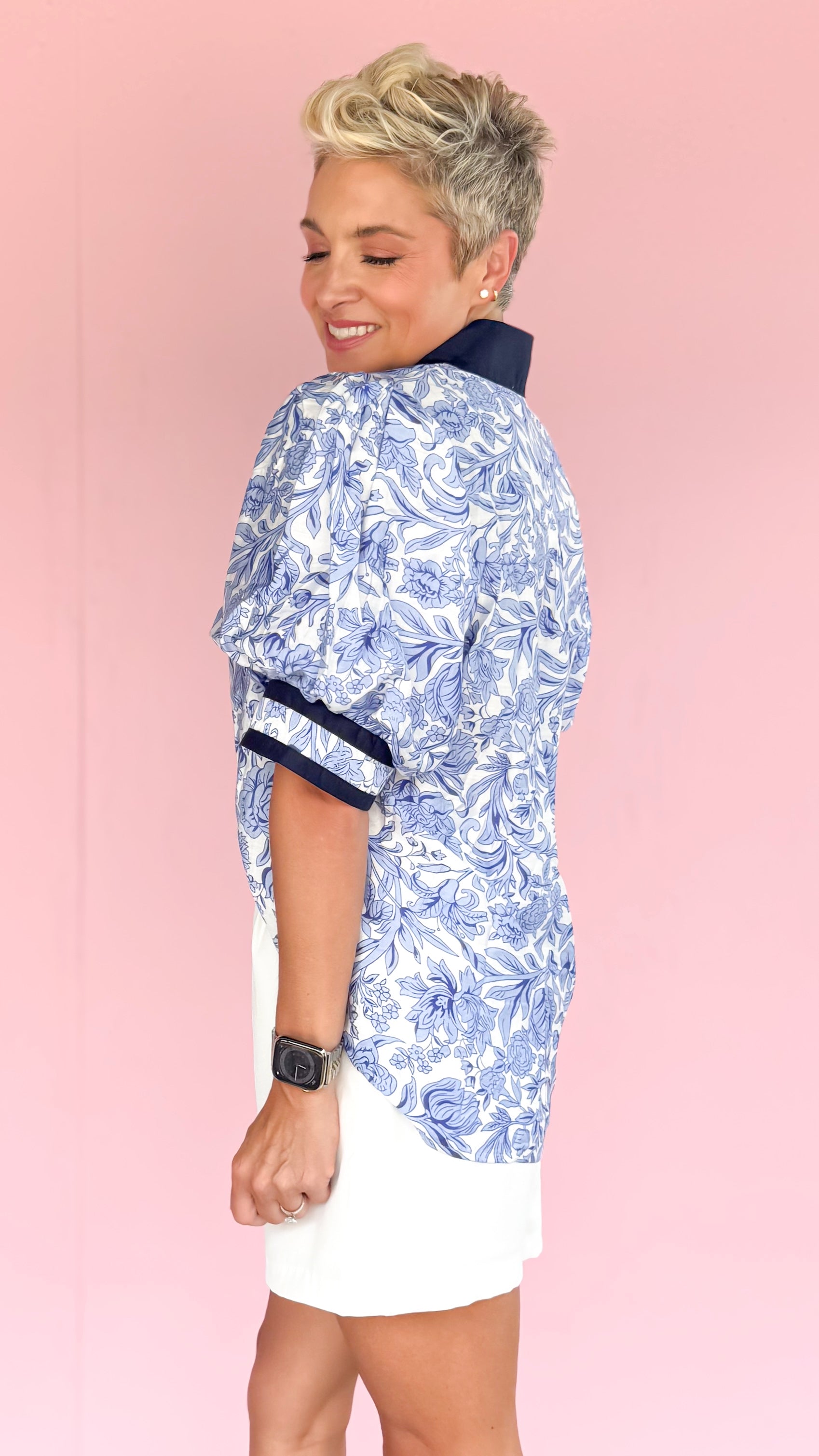 Puff Sleeve Top/Blue