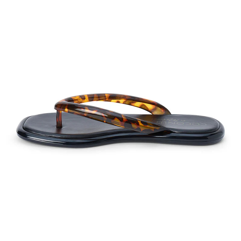 Mermaid flip flop in tortoiseshell shown on model - back view - BLVD Boutik