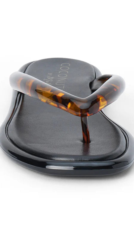 Mermaid flip flop in tortoiseshell shown on model - front view - BLVD Boutik