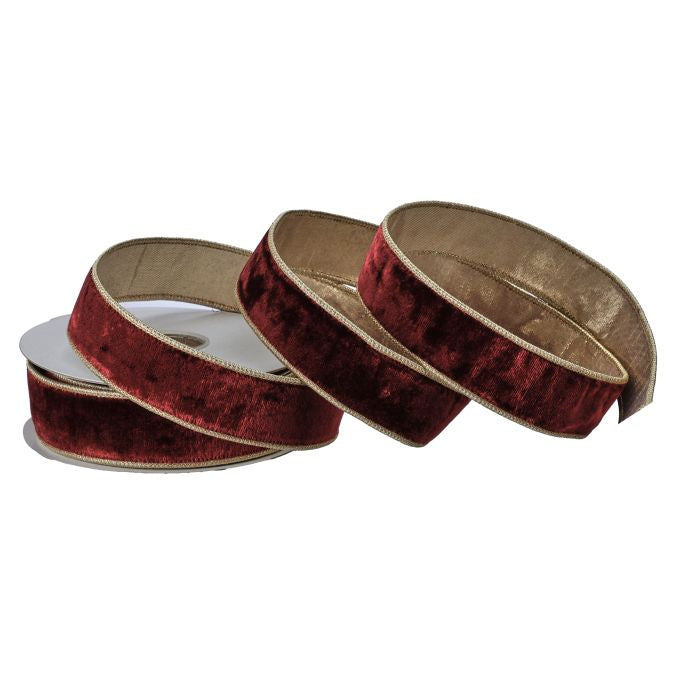 Premium Velvet Ribbon with Gold Edge Burgundy - Regency