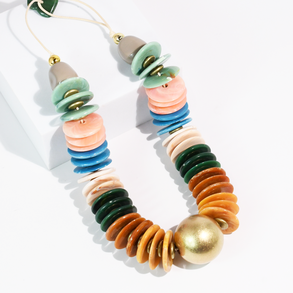 Mix it Up Necklace disc bead and gold-tone detail