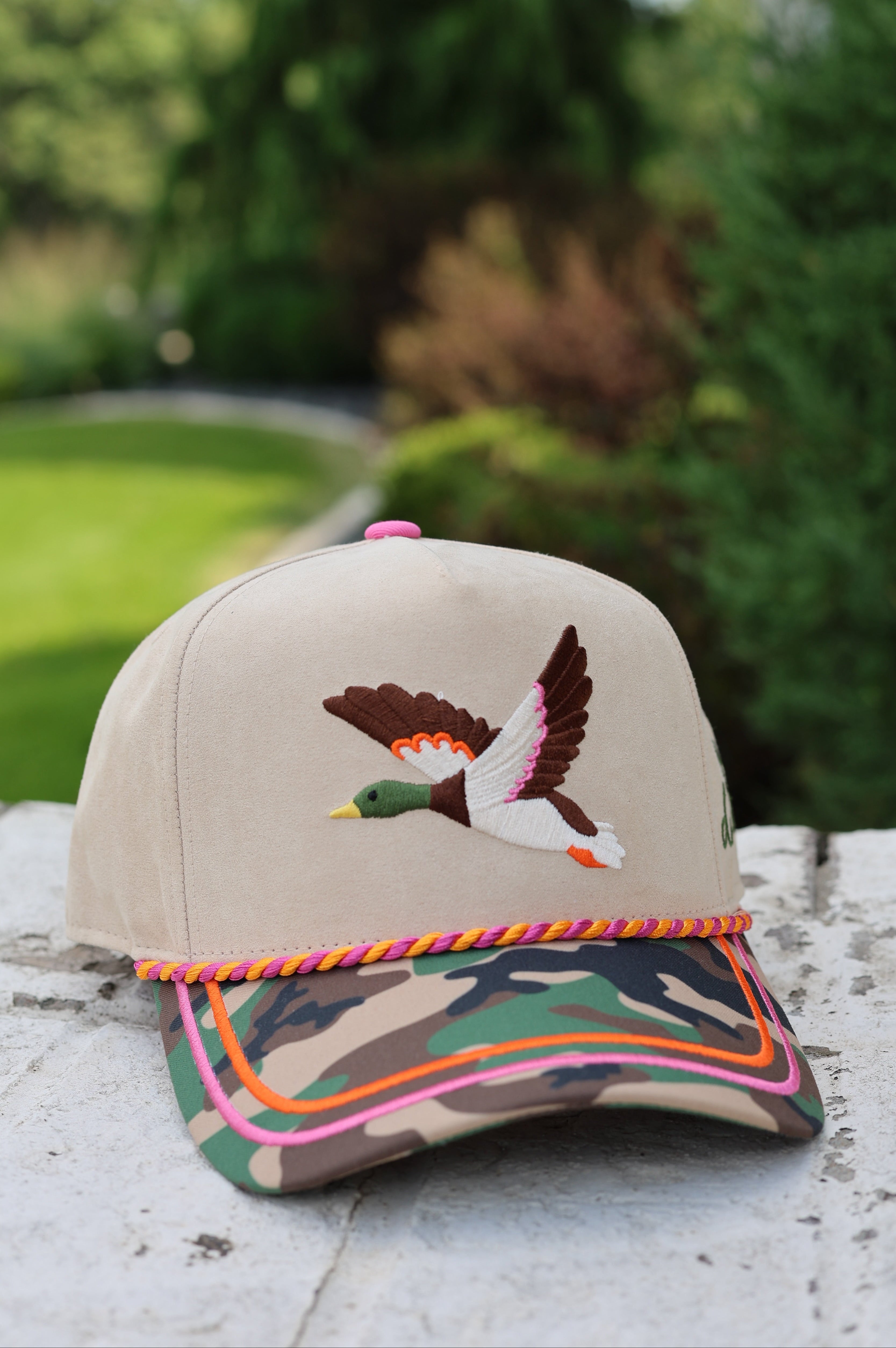 Mallard Hat with embroidered mallard, front view
