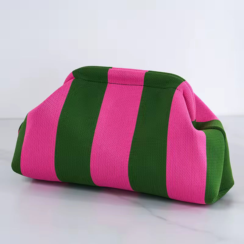 Dumpling striped clutch accessory - front view - BLVD Boutik