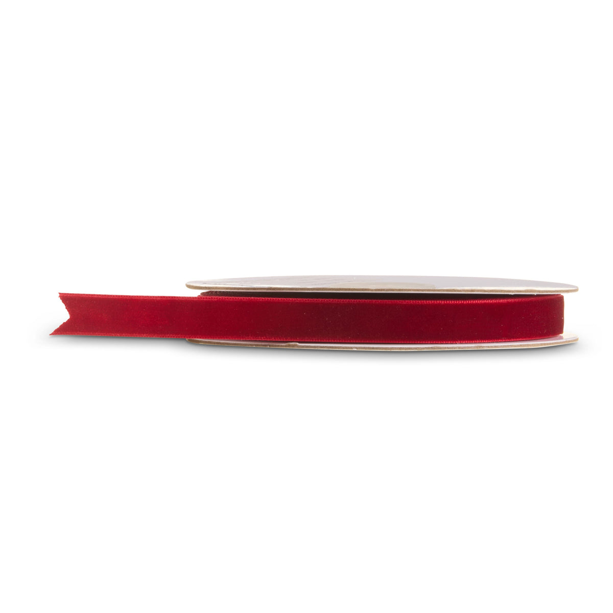 Burgundy velvet ribbon spool, 0.5 inch wide by 10 yards, full view