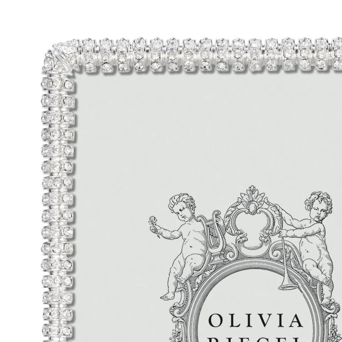 Olivia Riegel Crystal Chelsea 4x4 Picture Frame in Silver channel-set crystal pewter, detail view