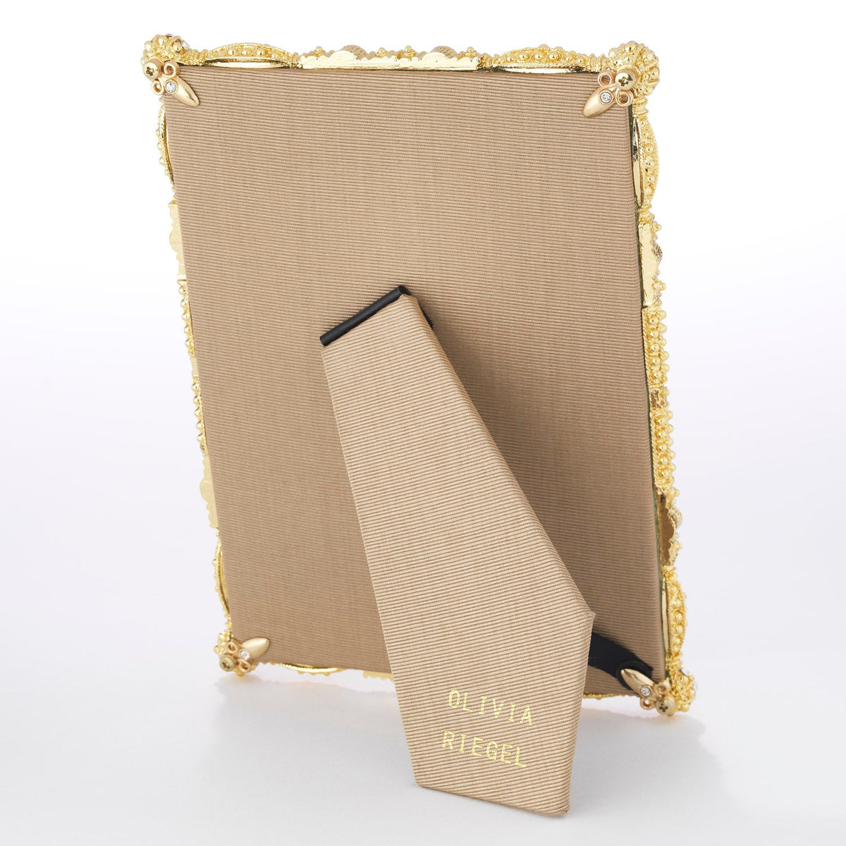 Olivia Riegel Asbury 4x6 Picture Frame in Gold crystal pewter, back with easel view