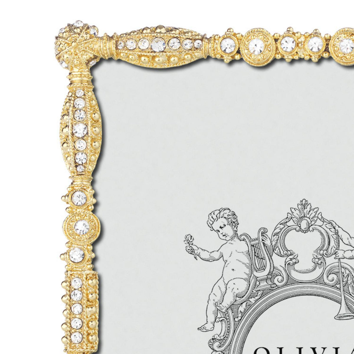 Olivia Riegel Asbury 4x6 Picture Frame in Gold crystal pewter, detail view