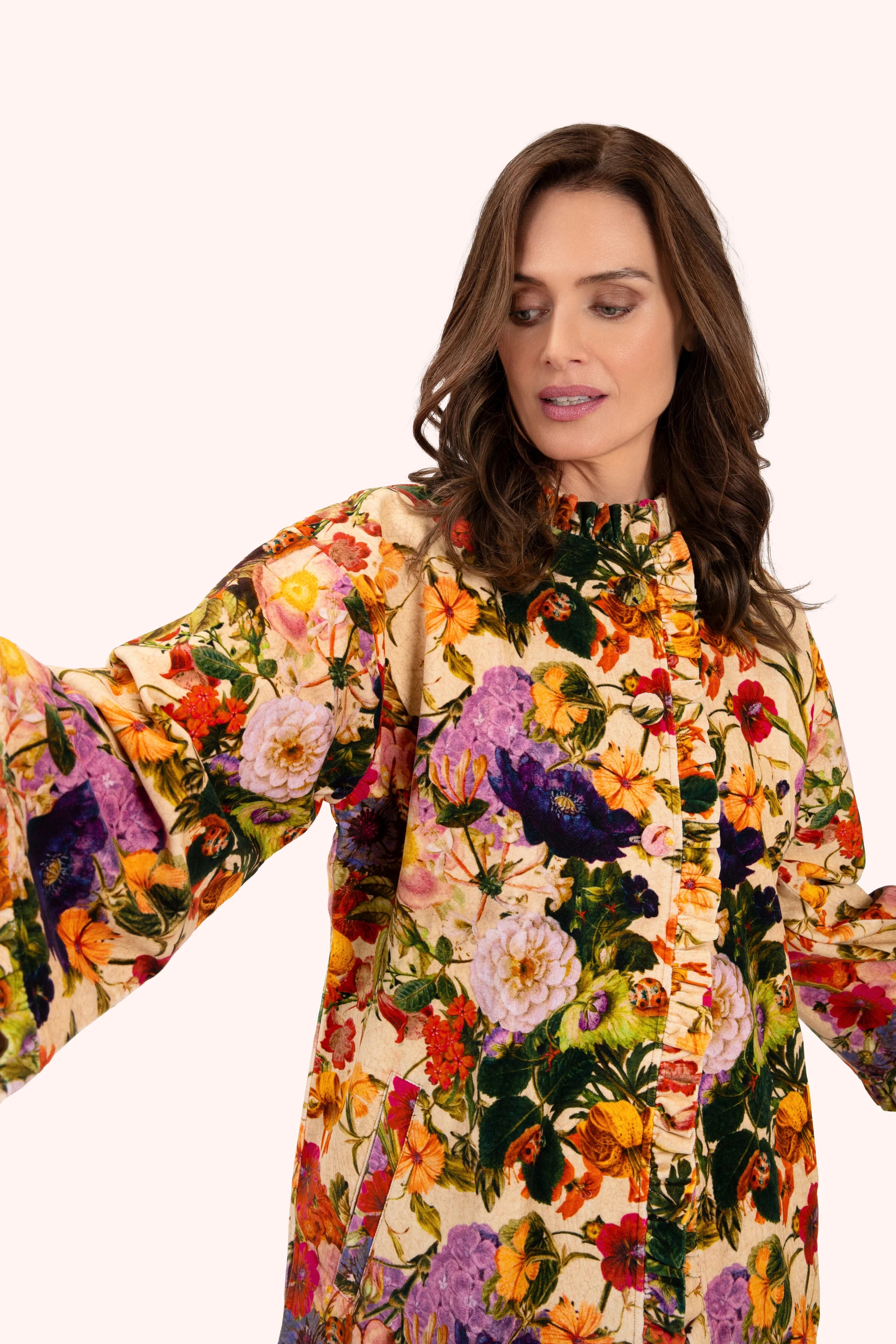 Cream Floral Velvet Jacket