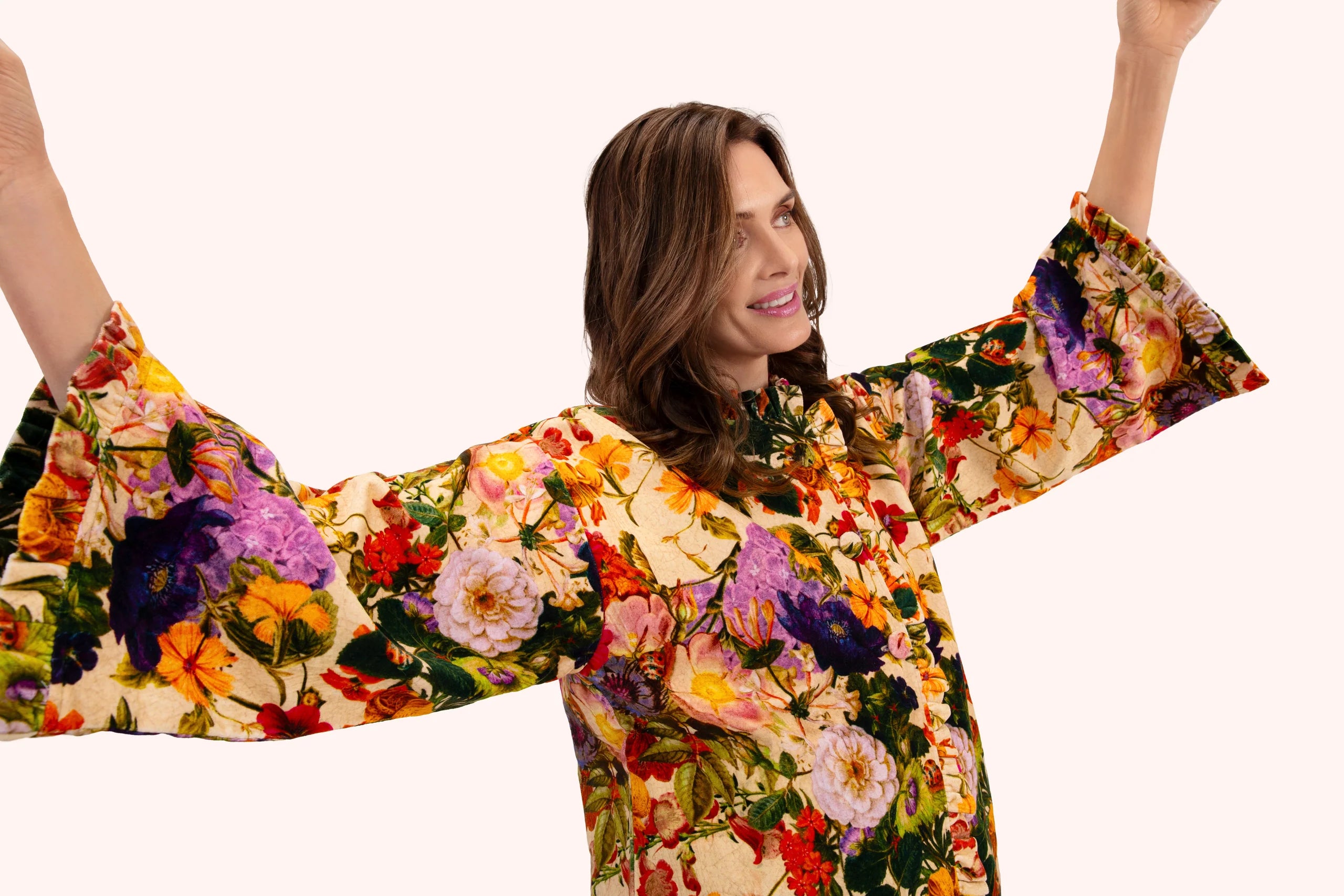 Cream Floral Velvet Jacket