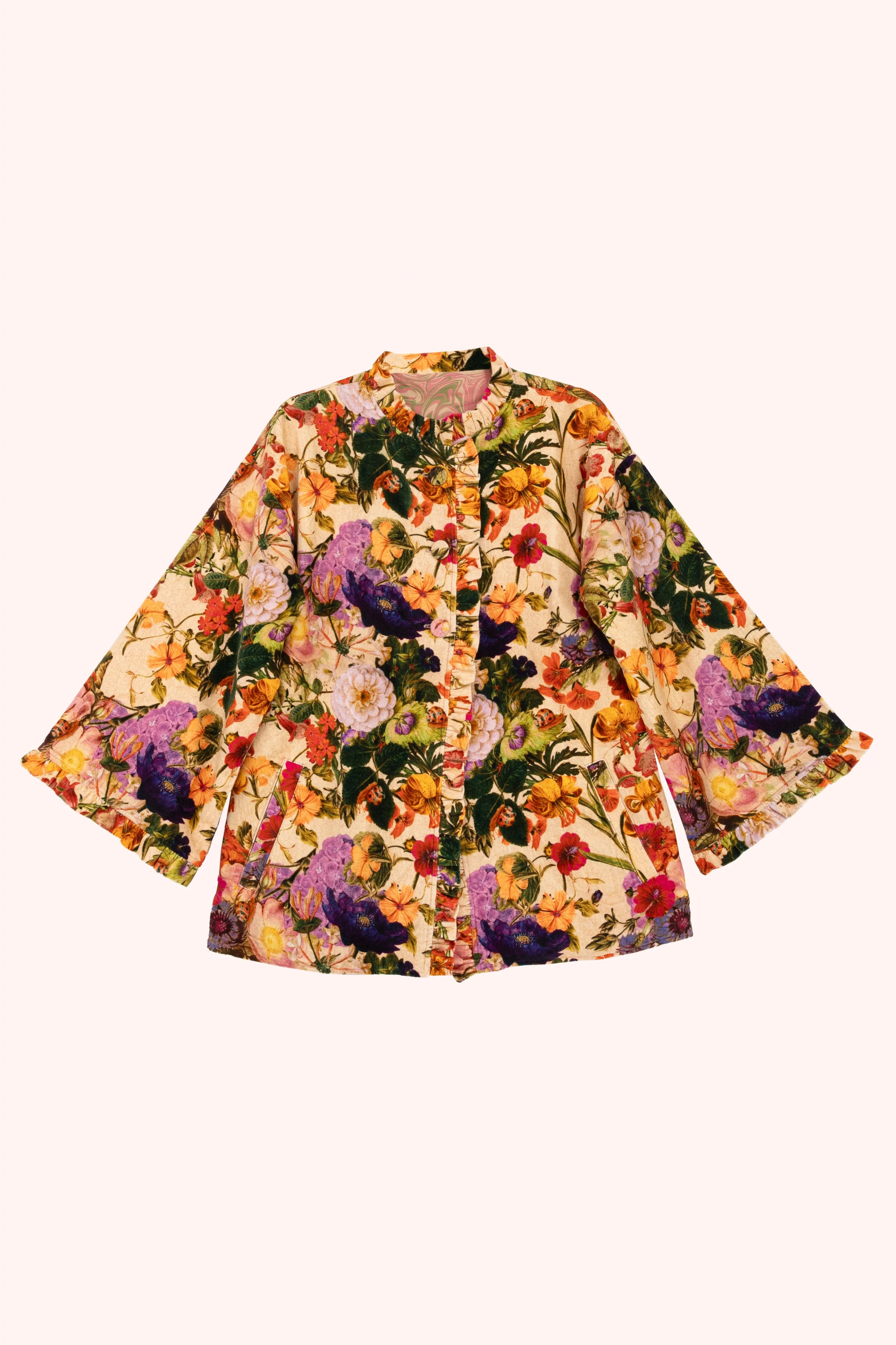 Cream Floral Velvet Jacket