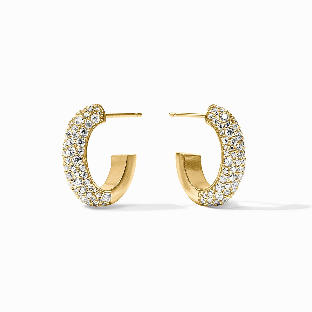 Julie Vos Stardust Hoop medium in gold with clear cubic zirconia