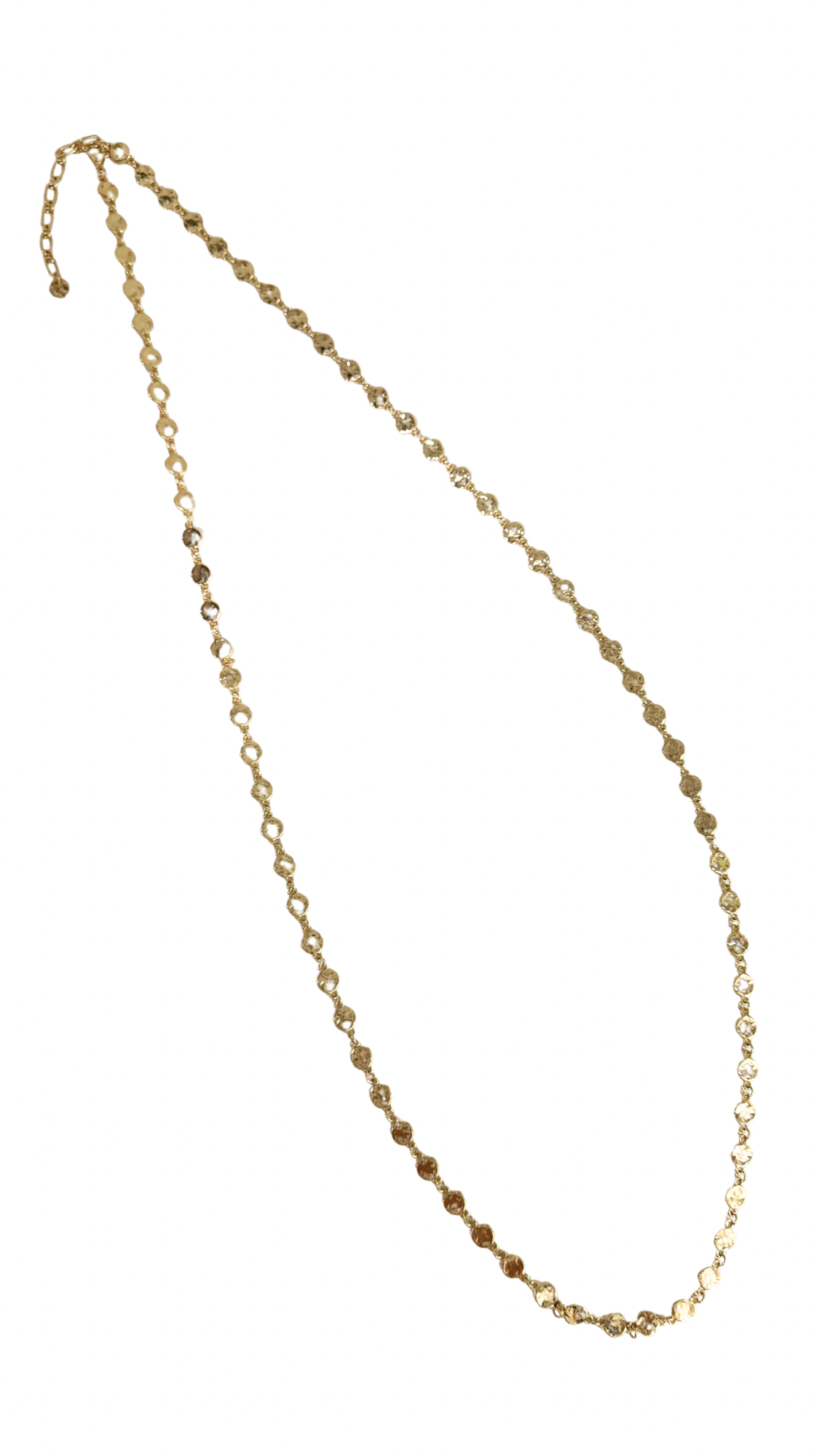 Gold chain necklace on a white background