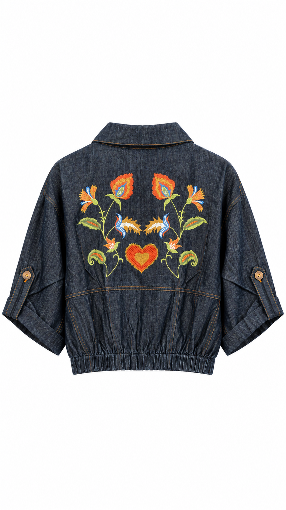 Zoe Cropped Embroidered Jacket/Blue