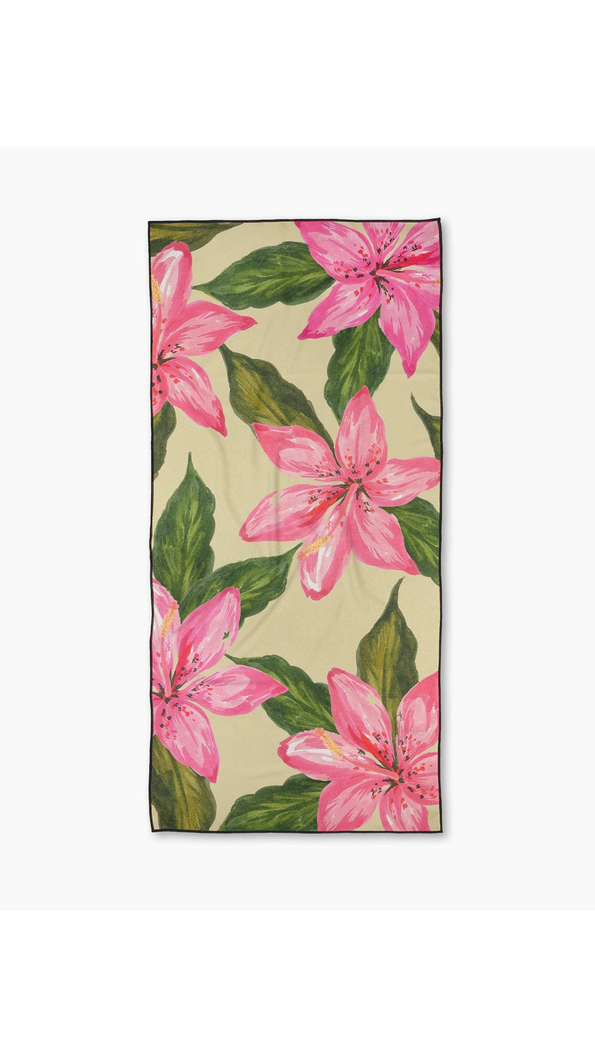 Geometry Hibiscus Haze Beach Towel, full view on white